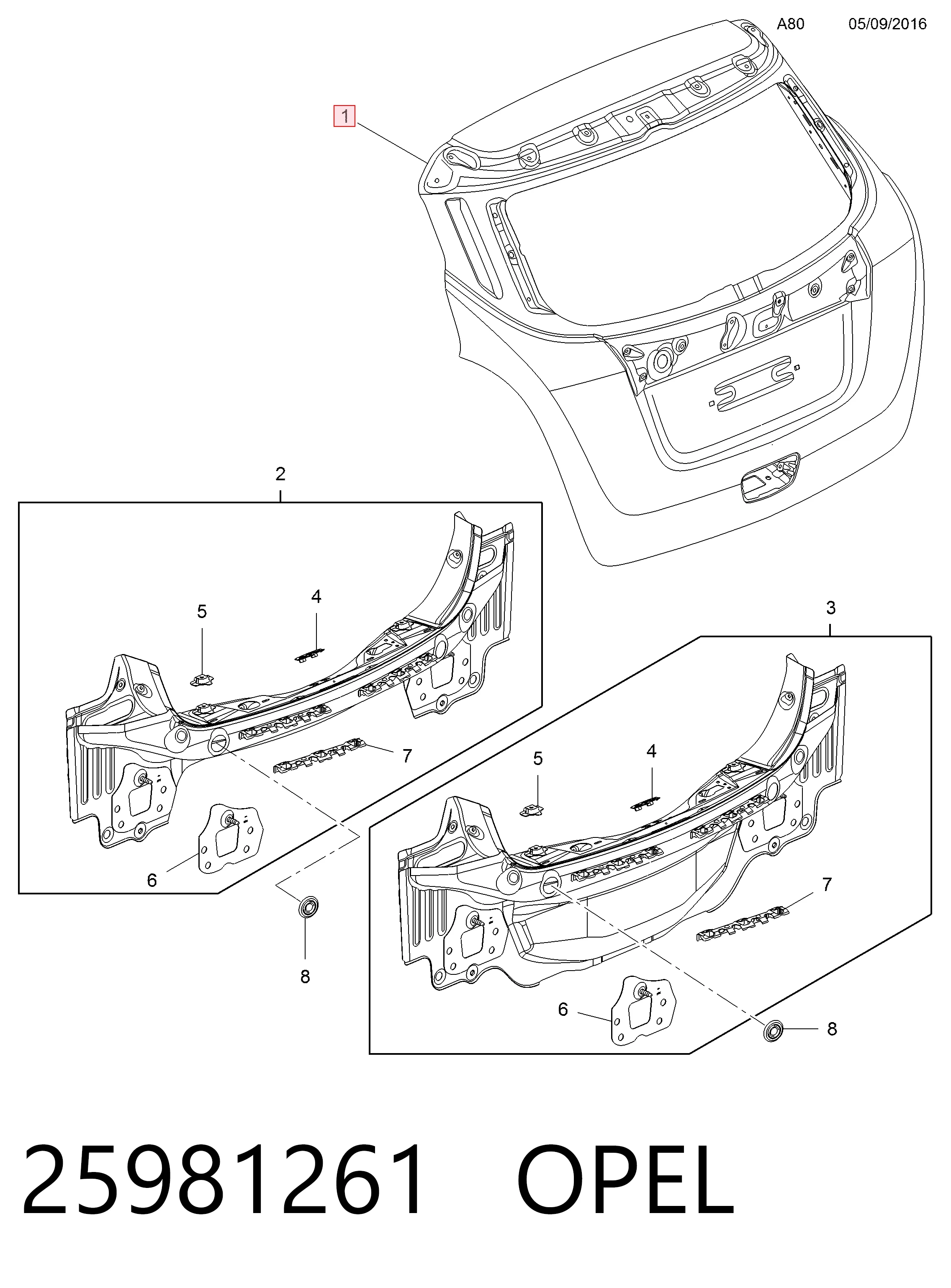 Porton trasero para Opel Mokka I J13