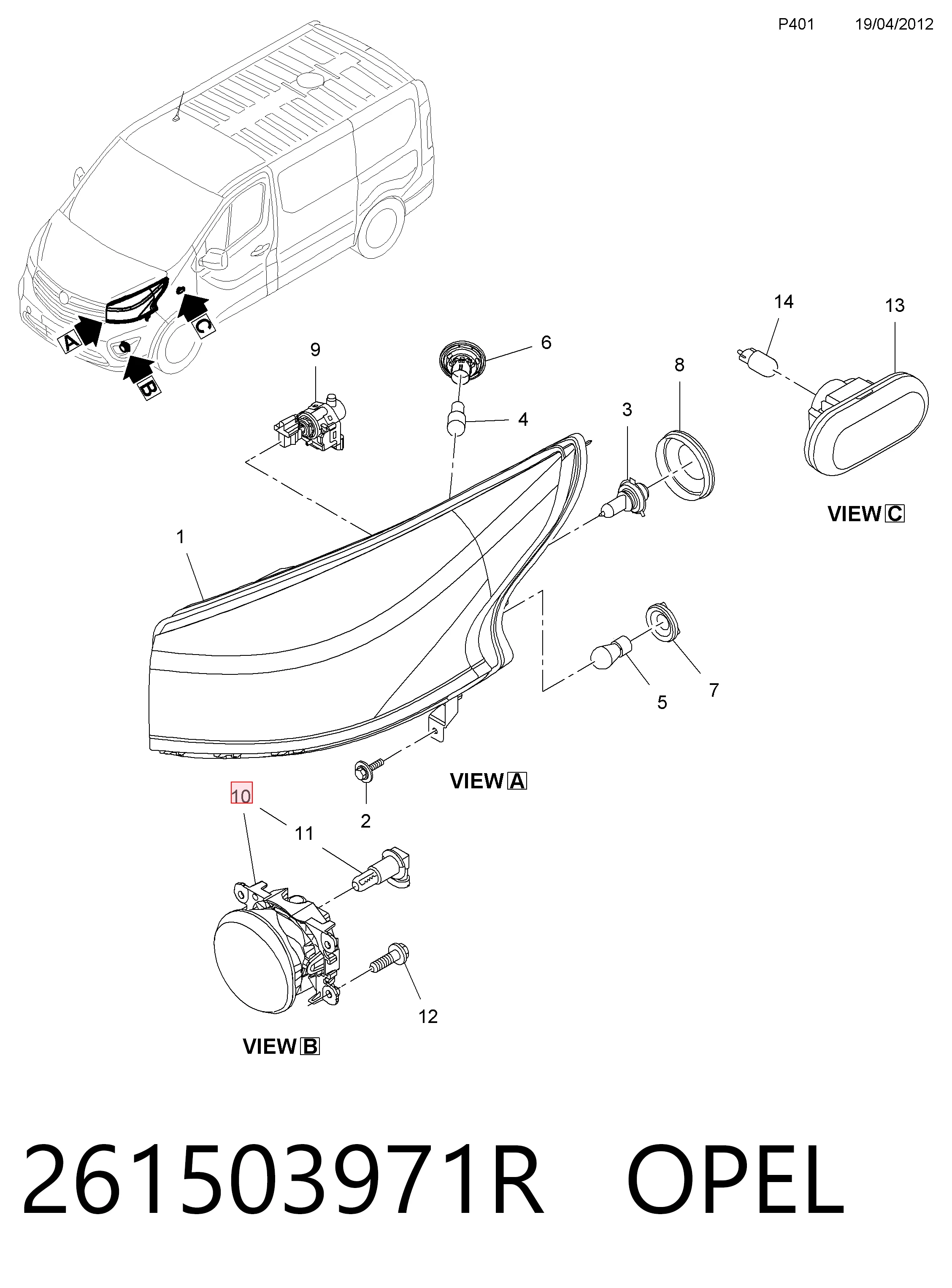 261503971R Nissan/Infiniti Faro antiniebla derecho