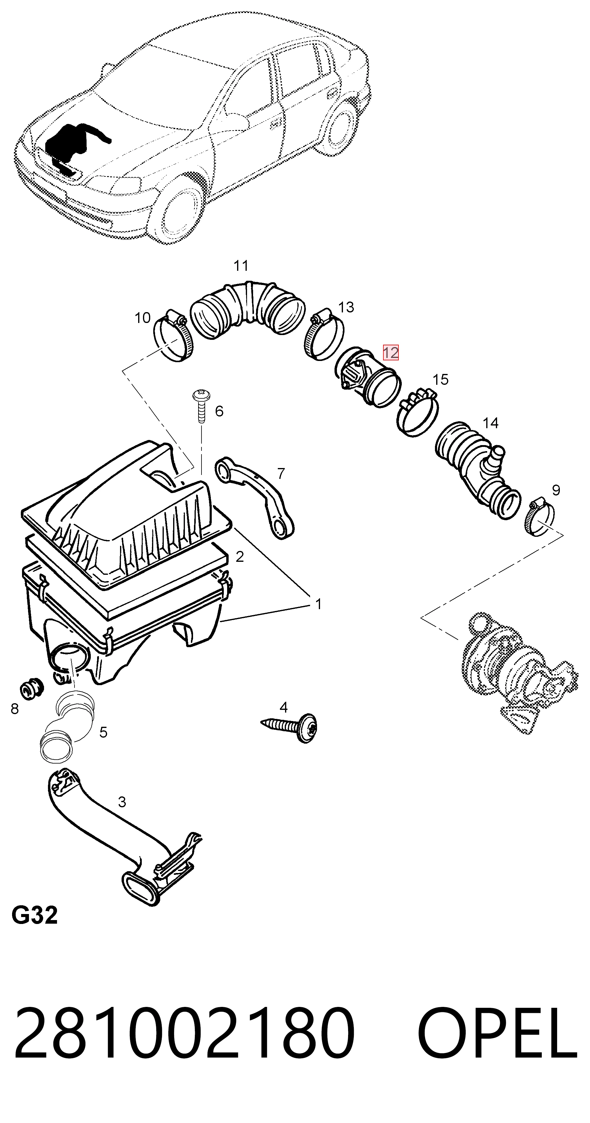 281002180 Opel Sensor de flujo de aire