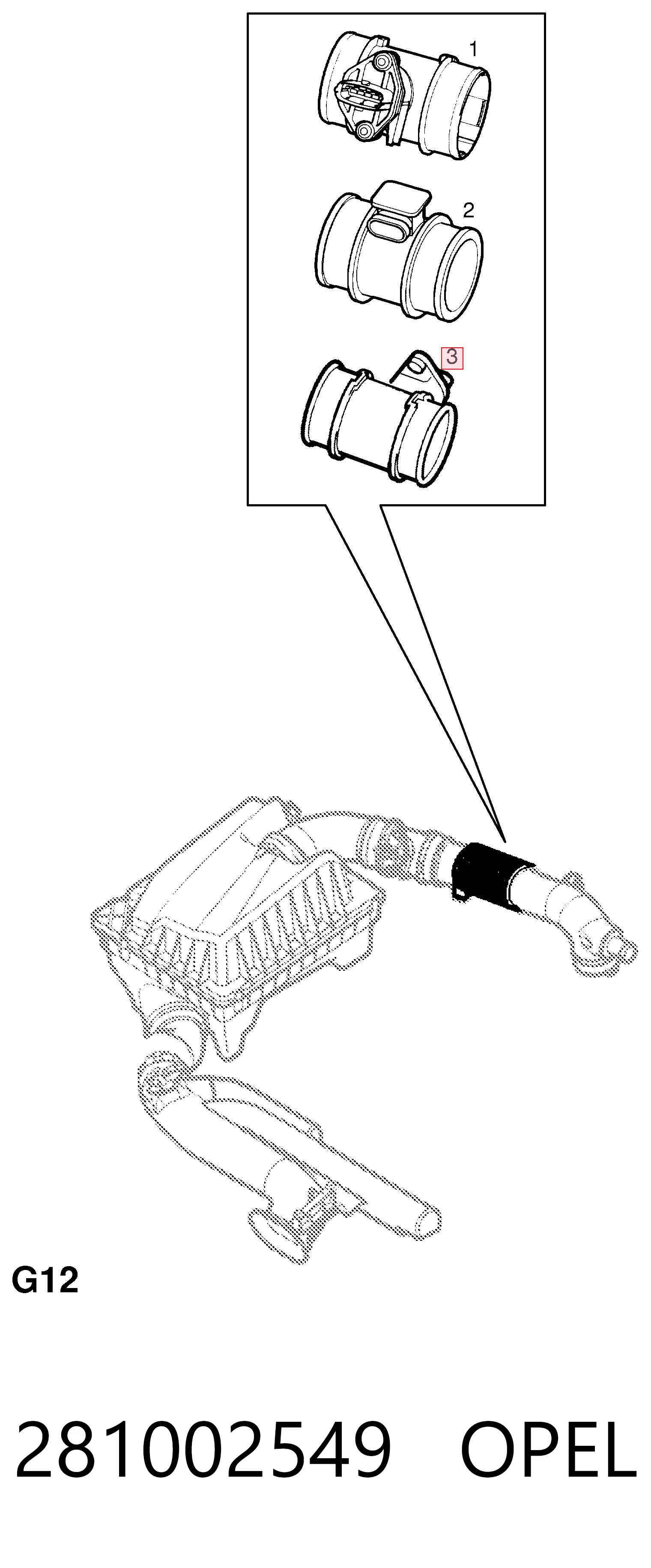 281002549 Opel Sensor de flujo de aire