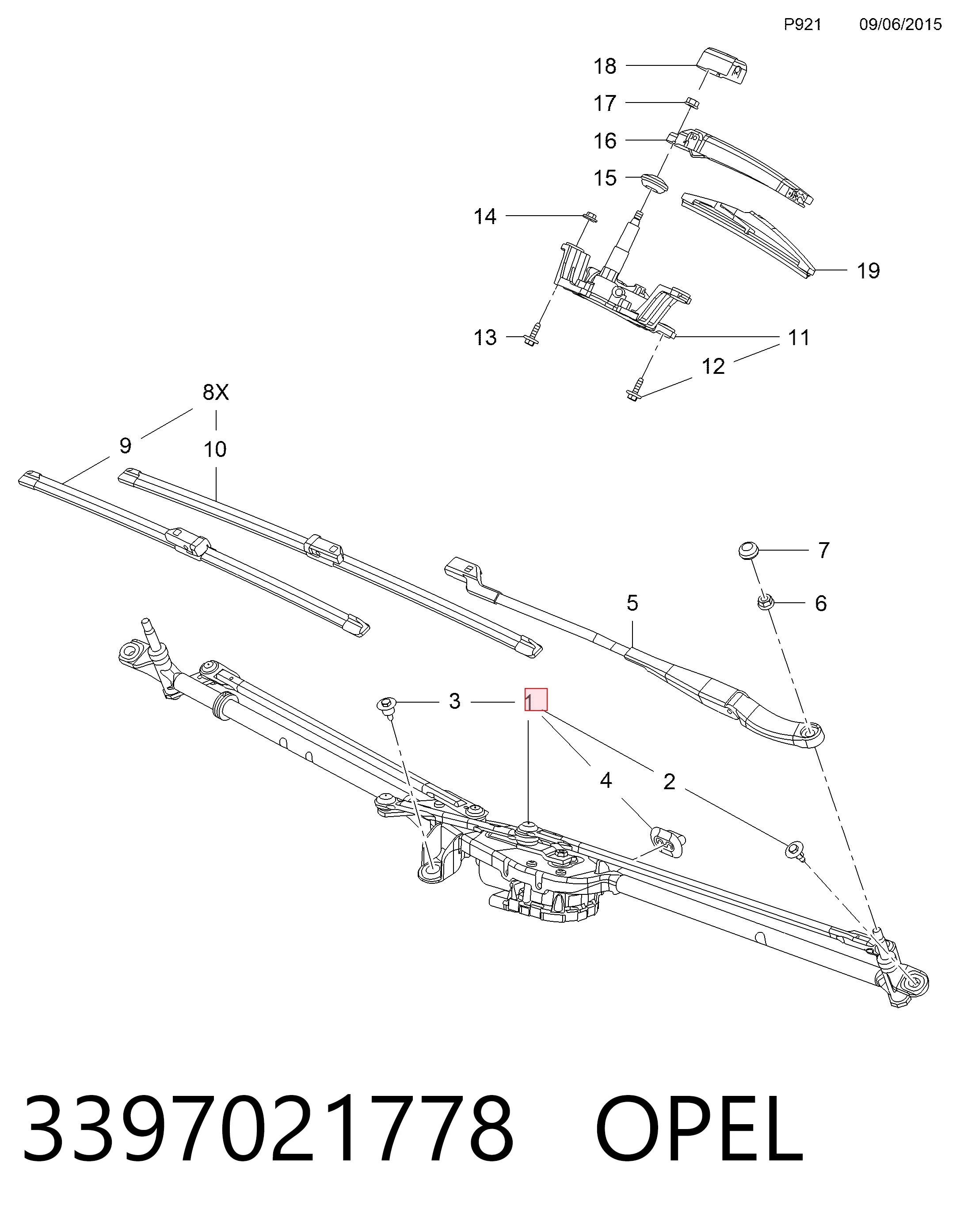  Varilla de limpiaparabrisas Opel Astra 