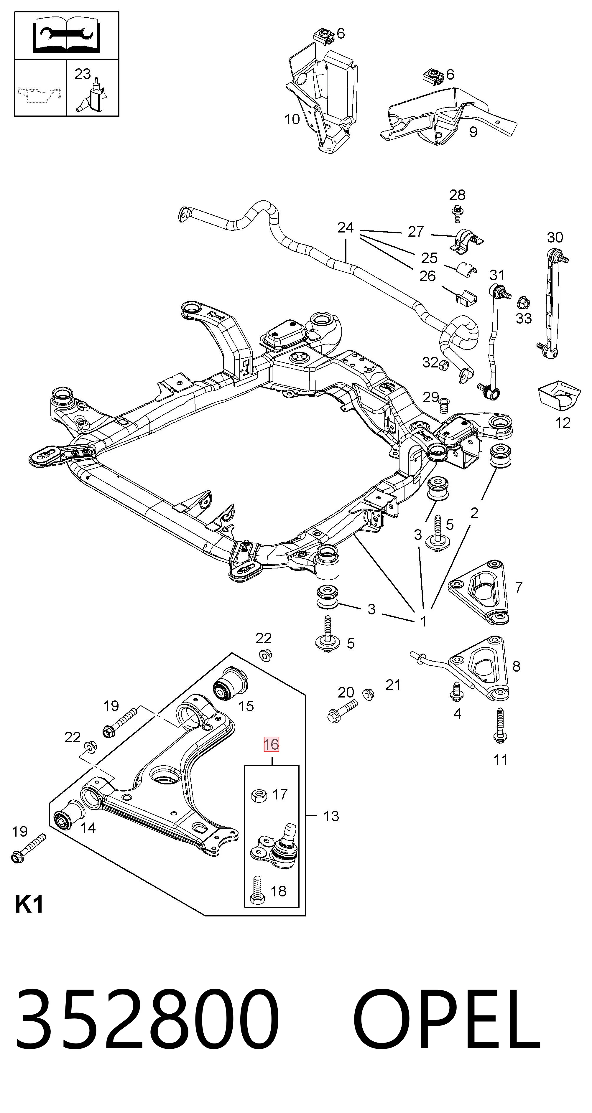 352800 Opel Rótula inferior de suspensión