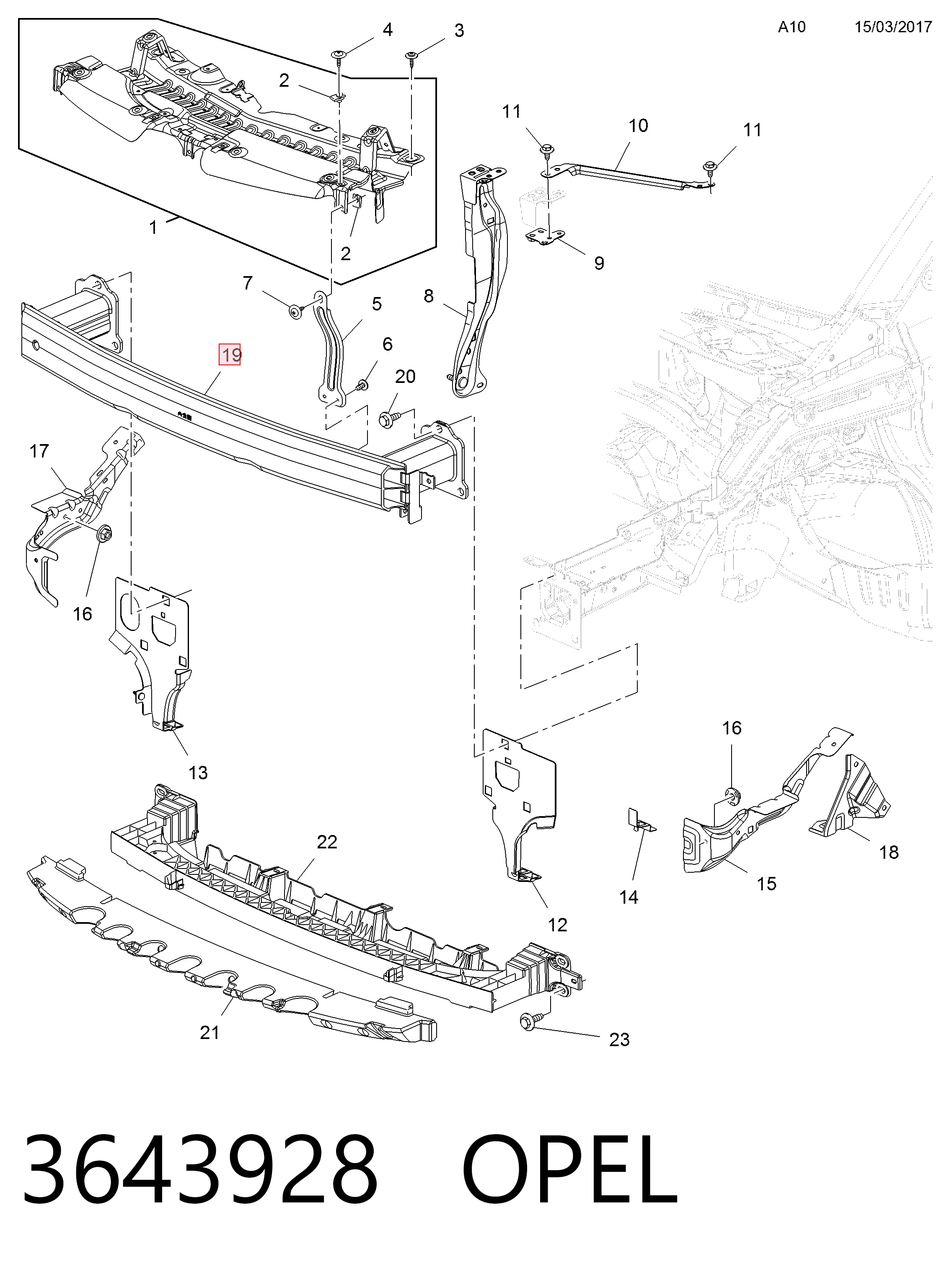 Comprar Refuerzo de parachoques delantero Opel CROSSLAND P17 a bajo precio