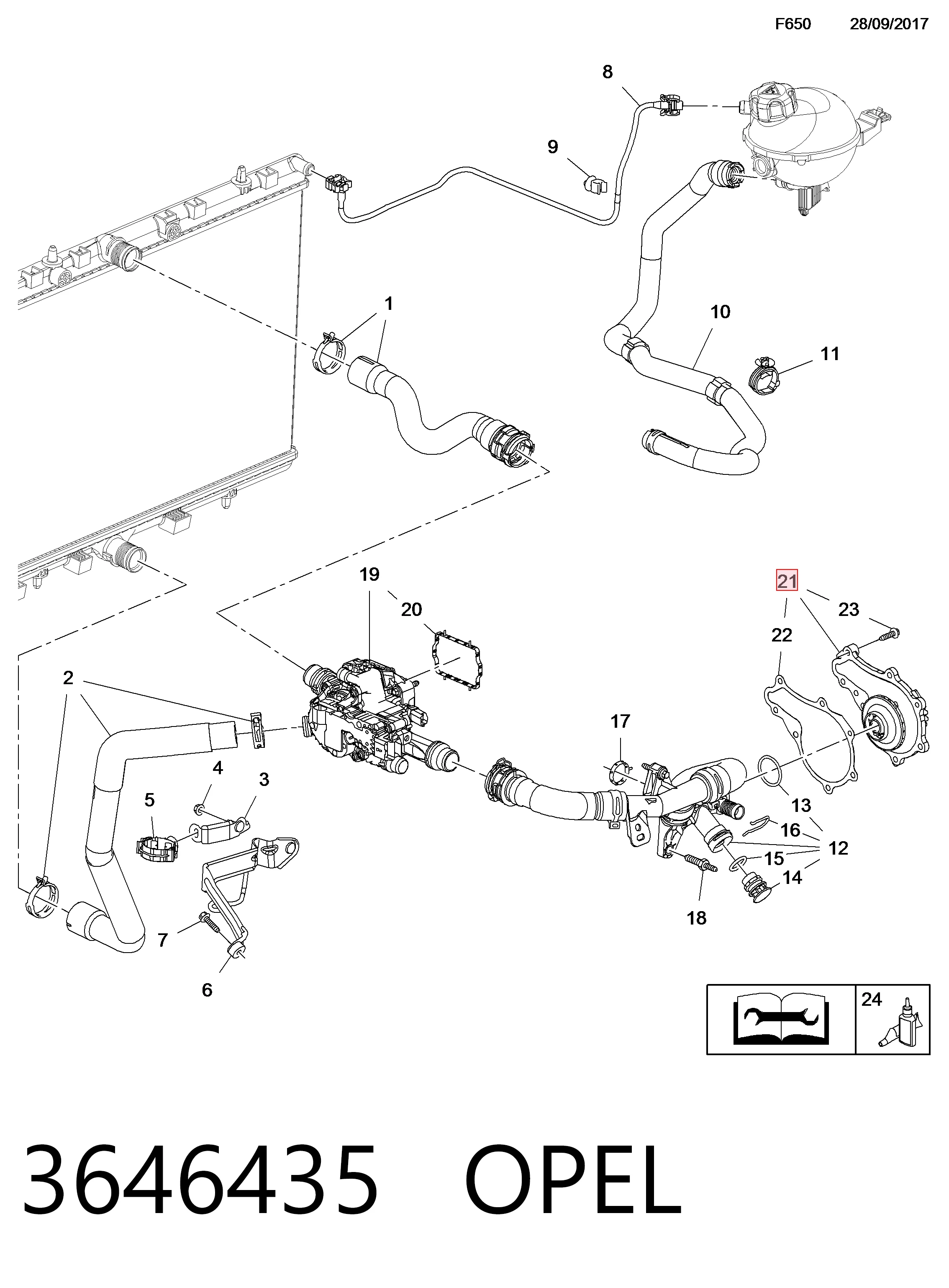 Bomba de refrigeración Opel CROSSLAND  (P17)