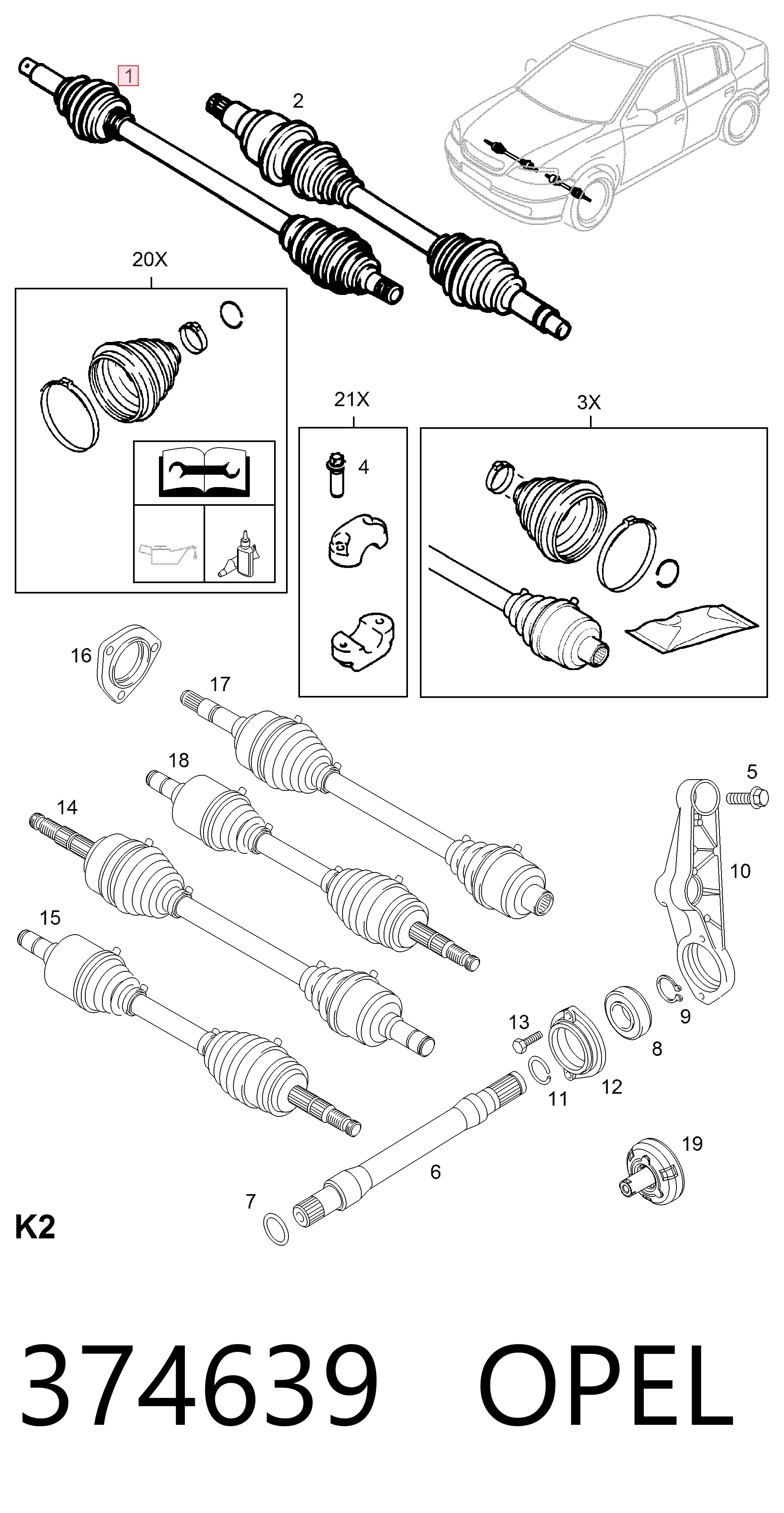 Semieje delantero derecho 13243461 General Motors