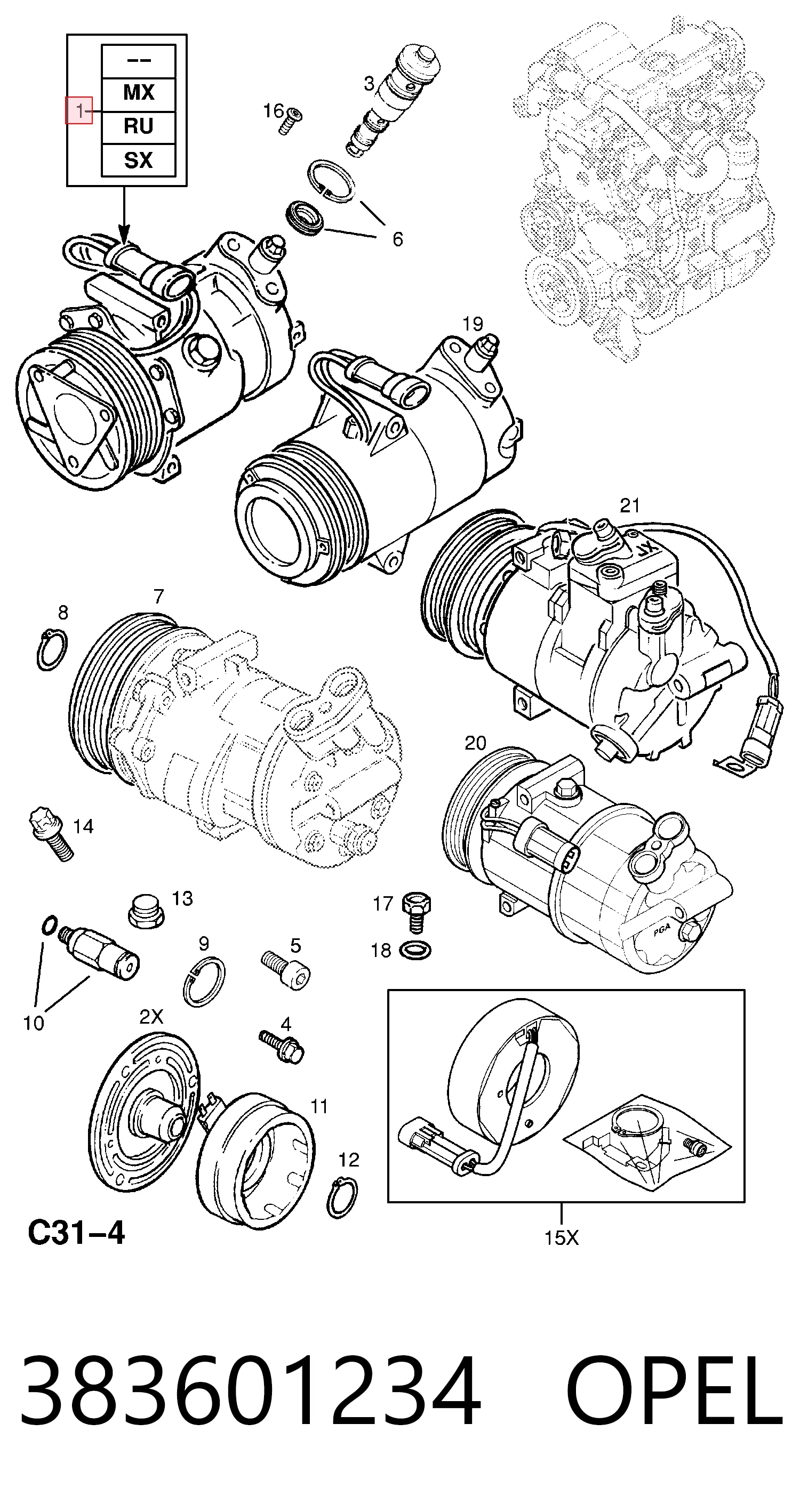 383601234 Opel Compresor climatizador