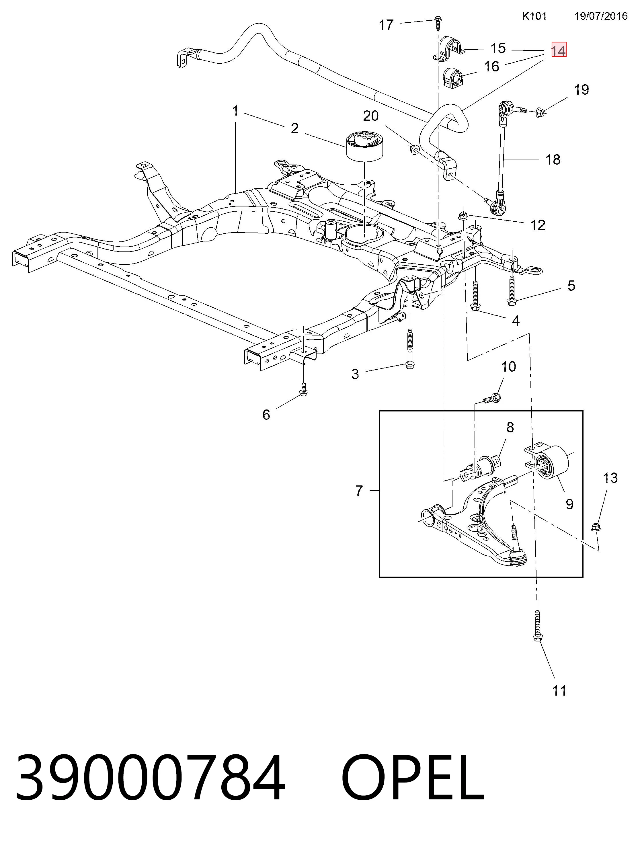 39000784 Opel Estabilizador delantero