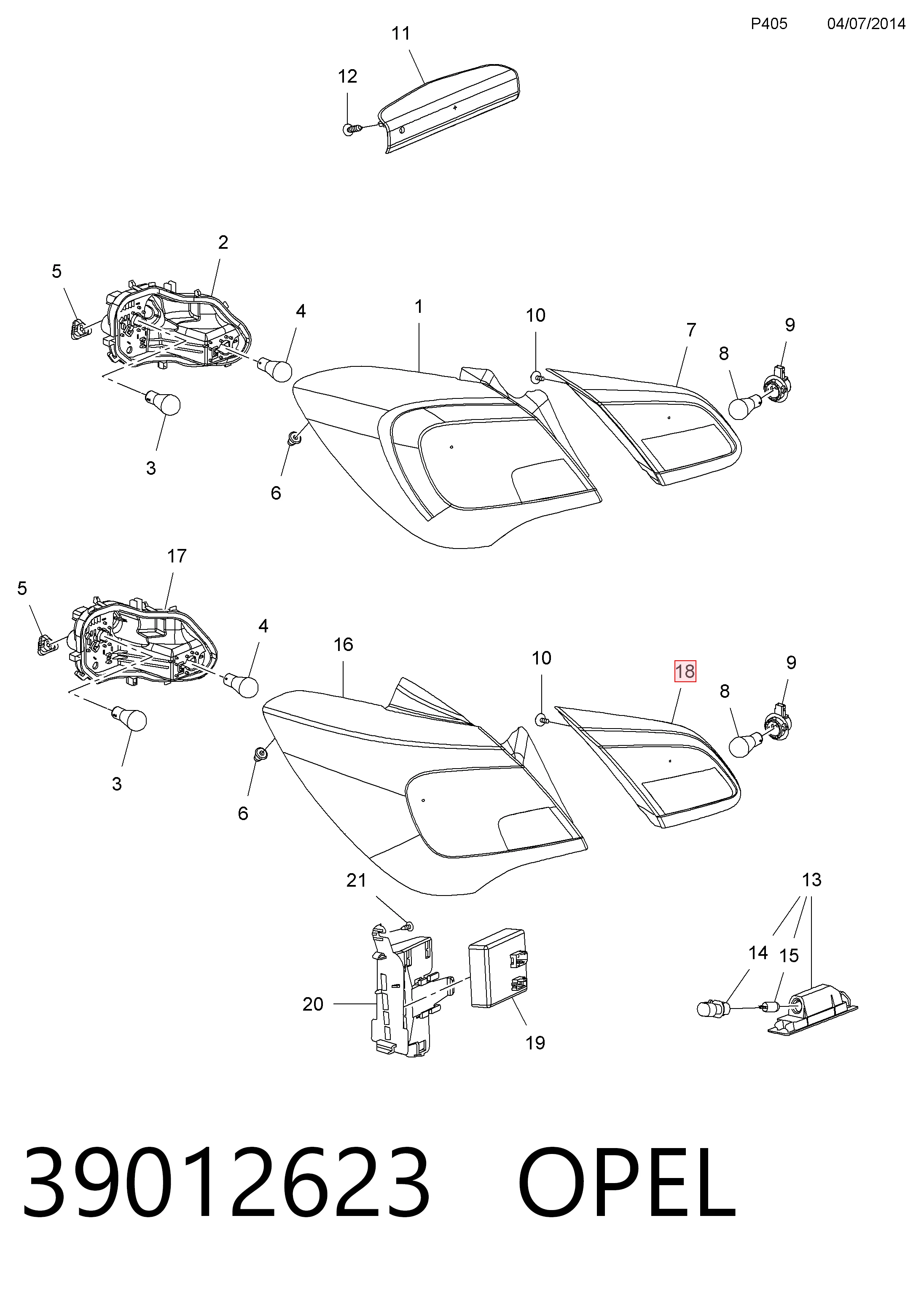 Comprar 13428451 General Motors Piloto trasero interior izquierdo