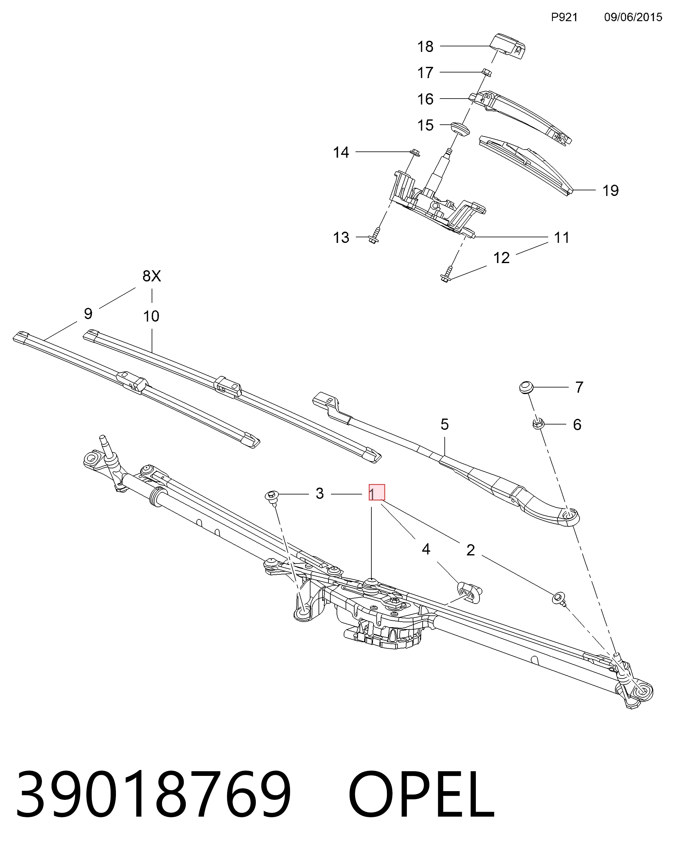 Trapezio del limpiaparabrisas Opel Astra K
