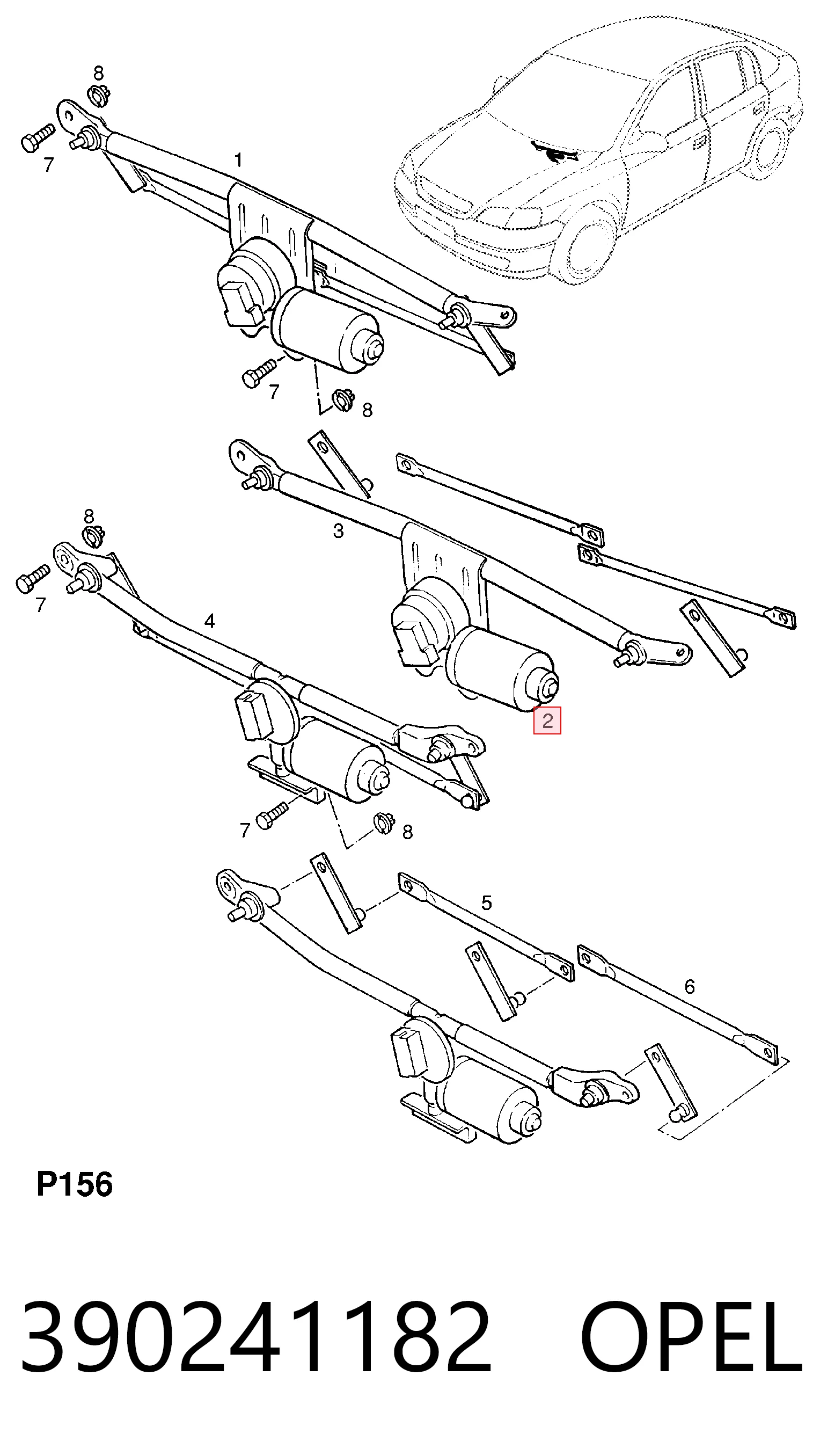 390241182 Opel Motor del limpiaparabrisas