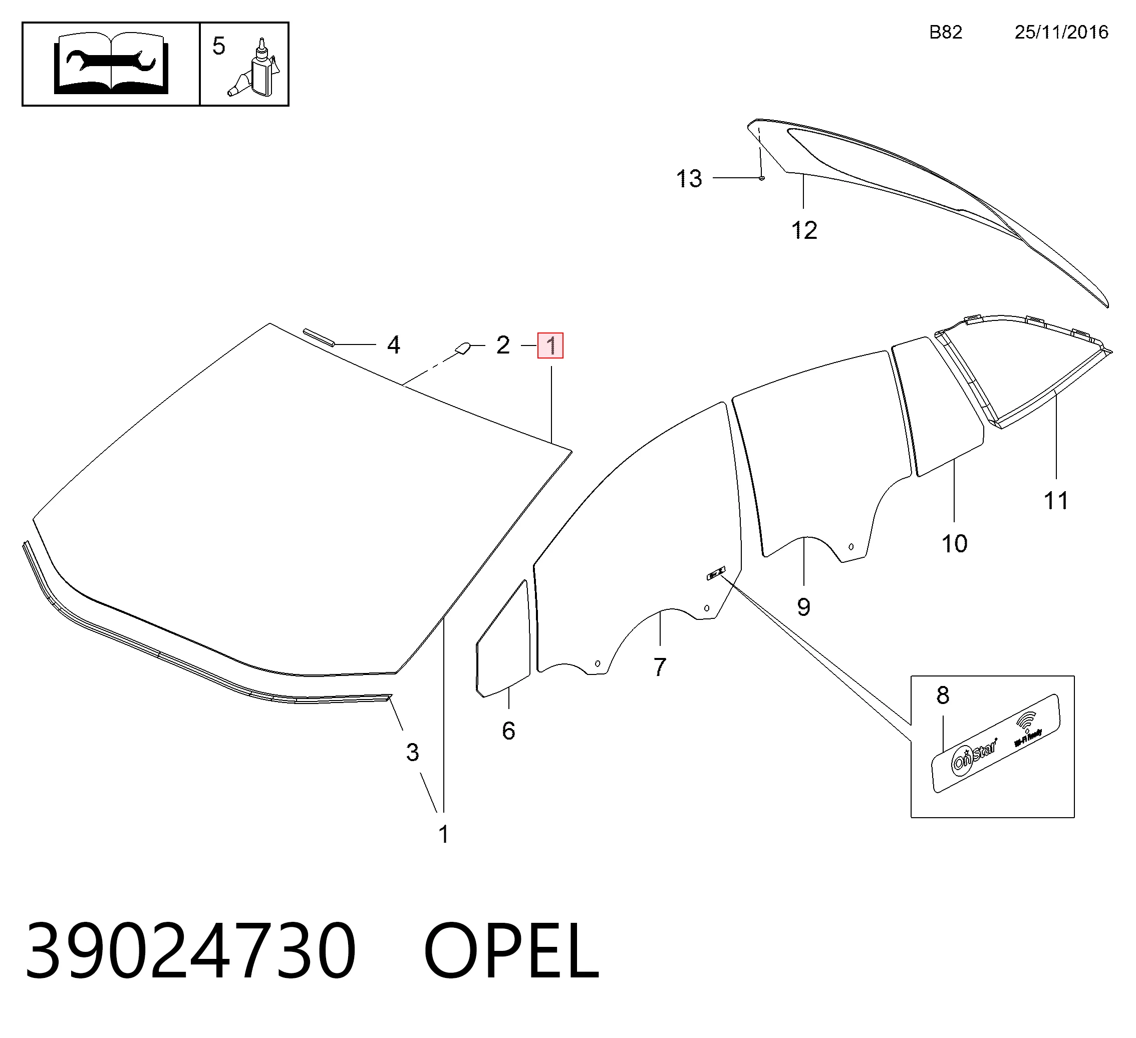 Cristal parabrisas Opel Astra K familiar (2015 - 2022) precio, desde 187,05 EUR