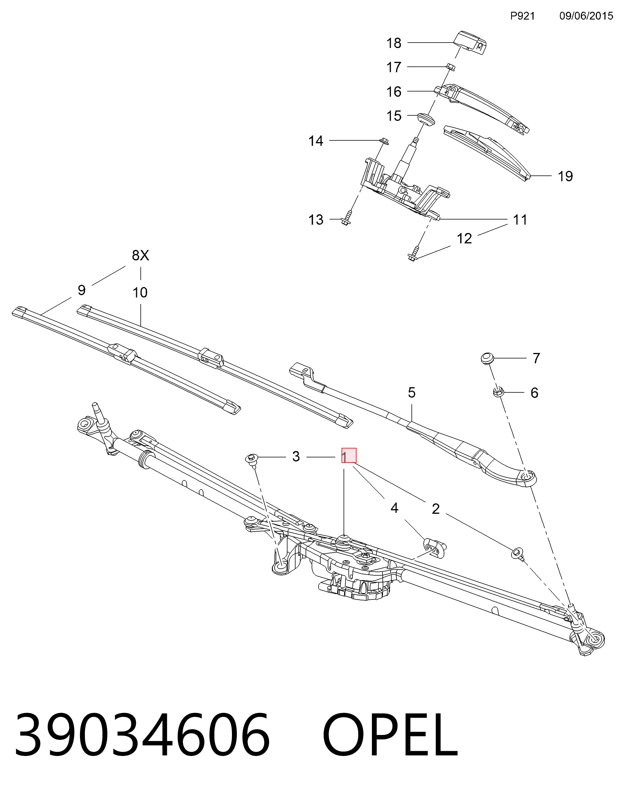 Varillaje de limpiaparabrisas para Opel Astra K 