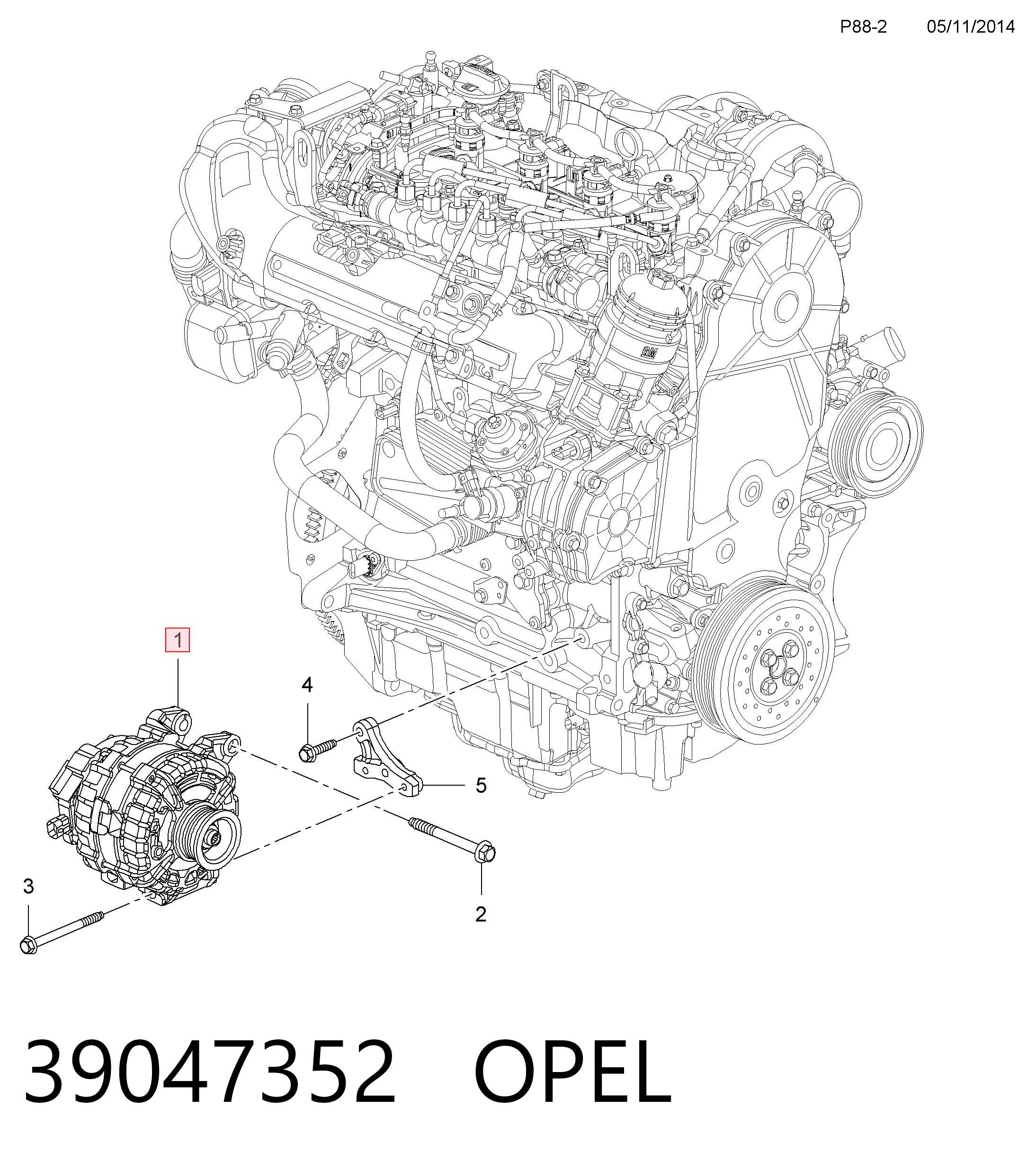 39047352 Opel Alternador de coche