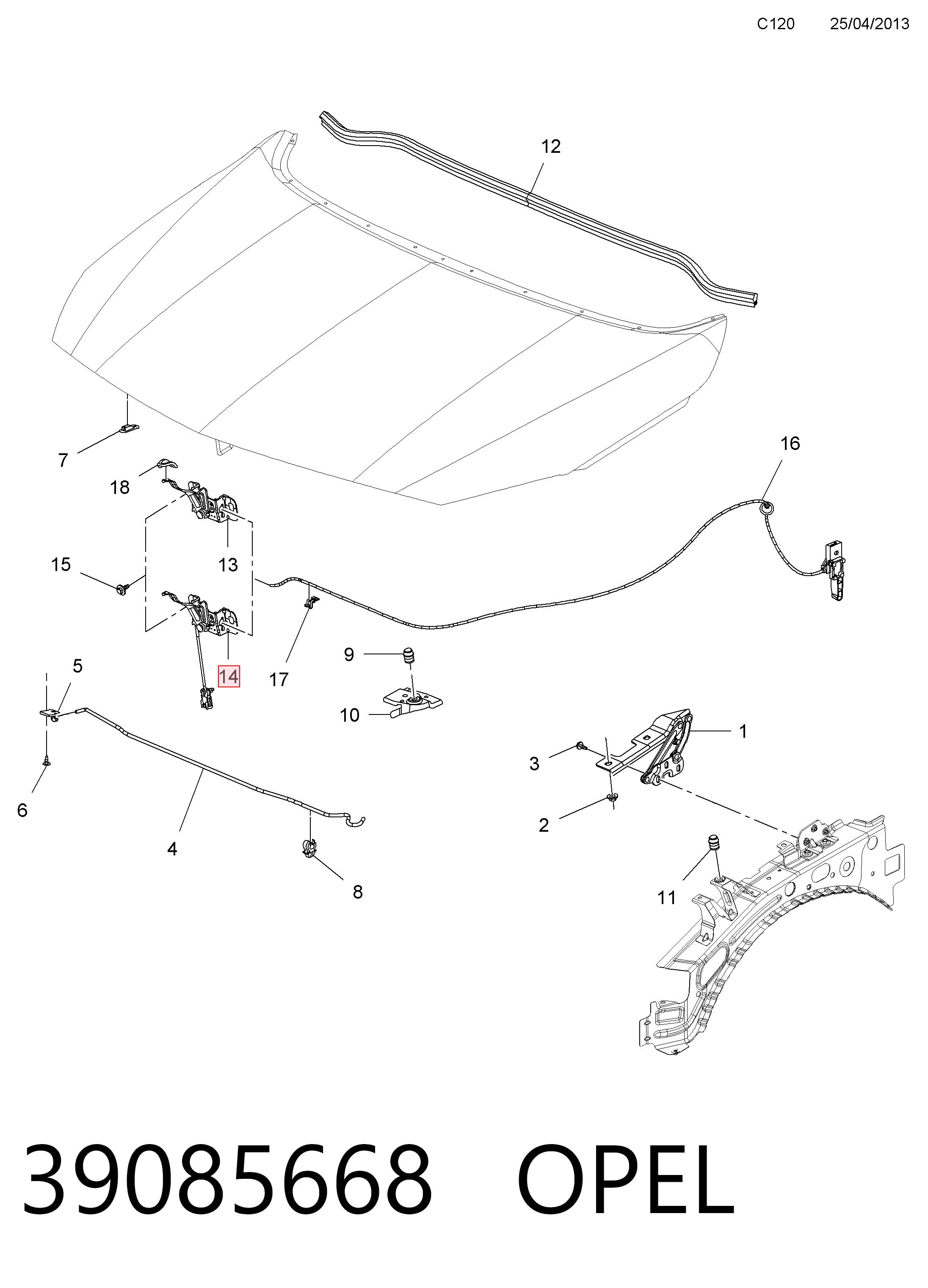 Comprar Cerradura de capó Opel Astra J 