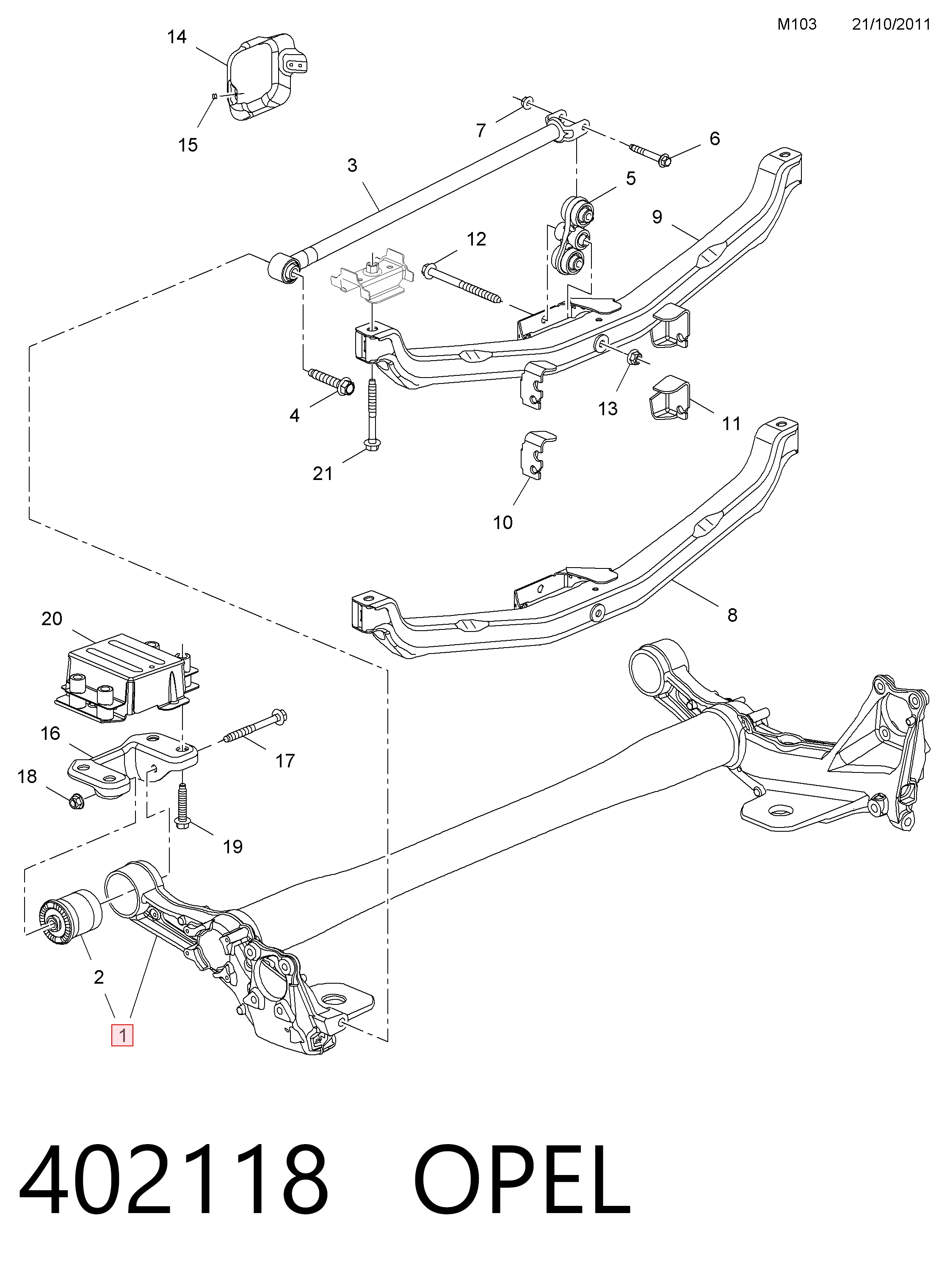 Puente trasero para Opel Astra J Sports Tourer P10