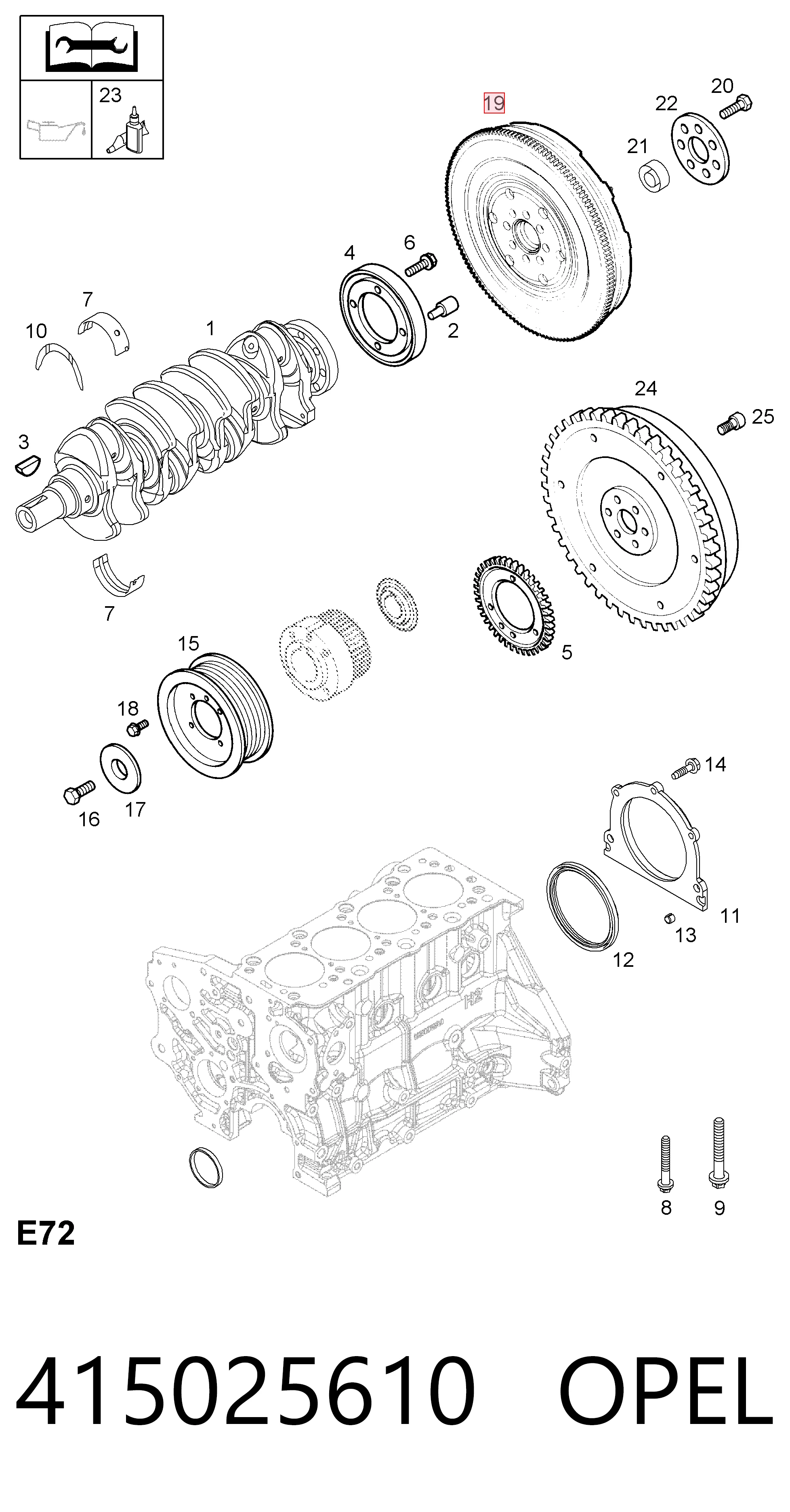 Volante motor 415025610 INA