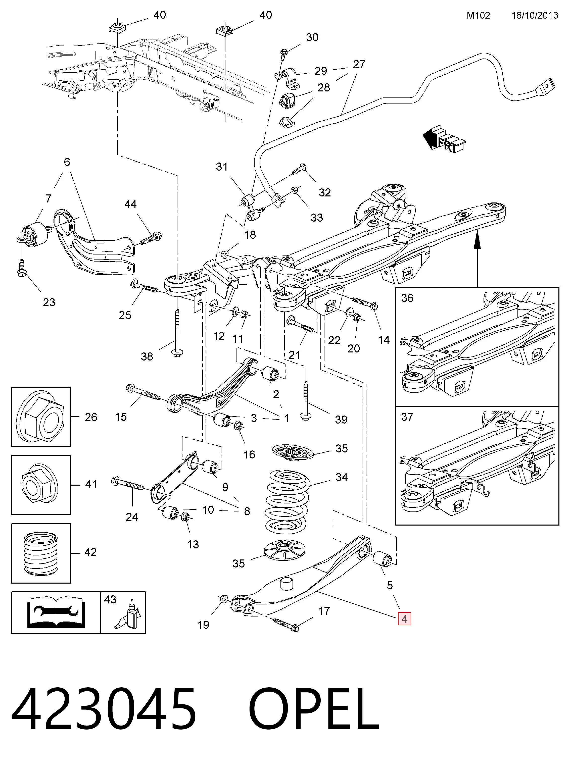 Brazo inferior trasero izquierdo/derecho General Motors 423045 precio, desde 46,46 EUR