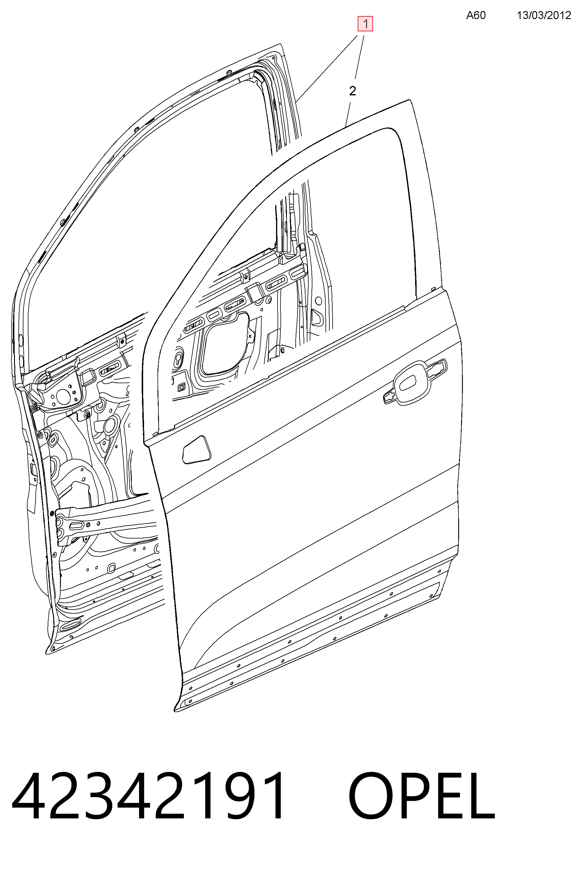 Puerta de coche, delantera, izquierda Opel Mokka I SUV (J13) (2012 - 2019) precio, desde 110,35 EUR