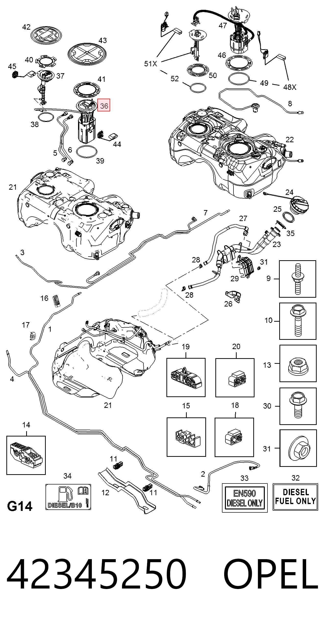 42345250 Opel Módulo de alimentación de combustible