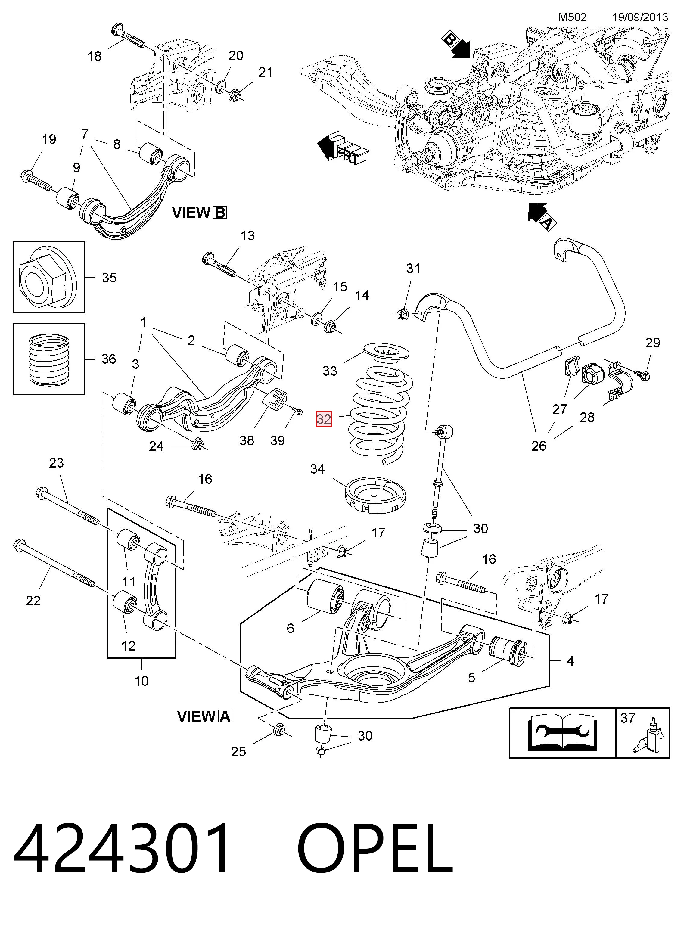 424301 Opel Muelle trasero