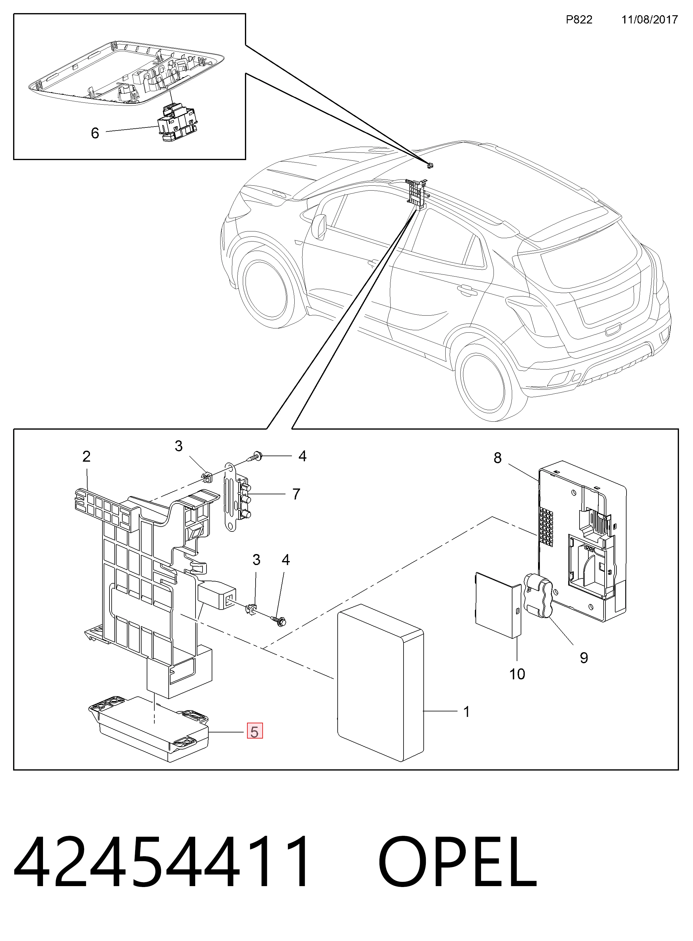 Módulo de confort para Opel CROSSLAND X P17