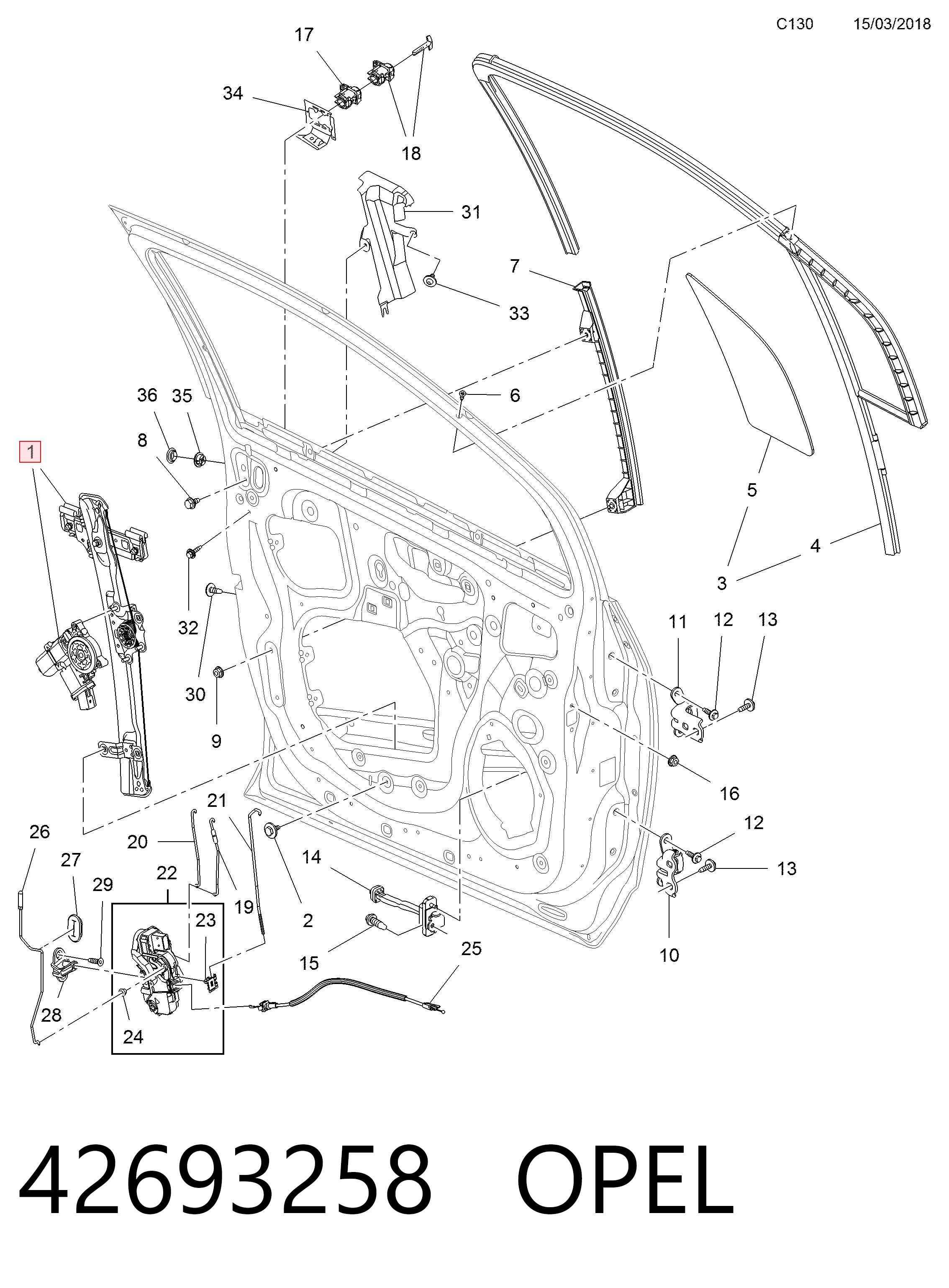 Comprar Mecanismo de elevalunas delantero derecha Opel Mokka I J13