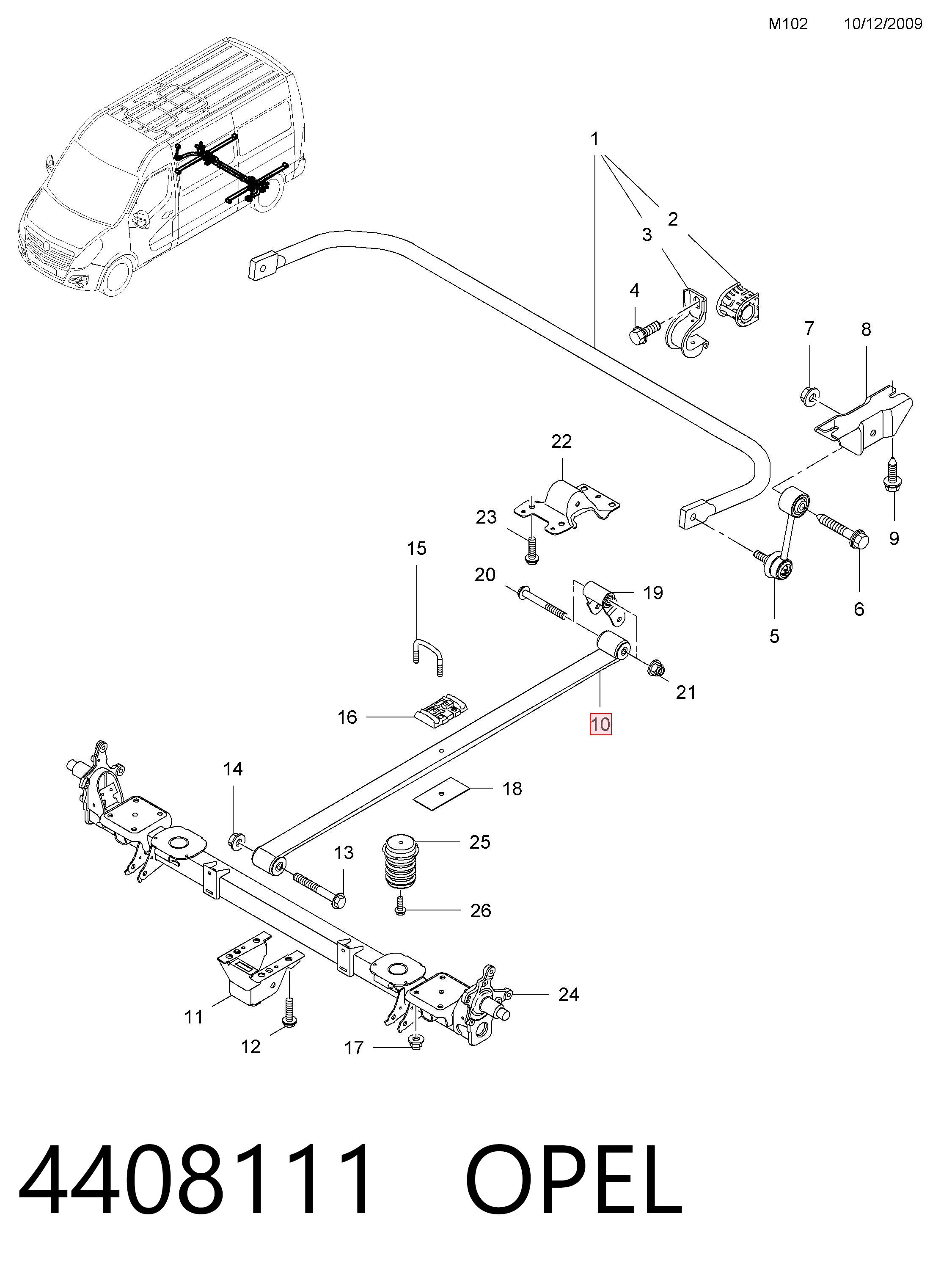 Ballestas de suspensión trasera Renault Master III (2010-2024)