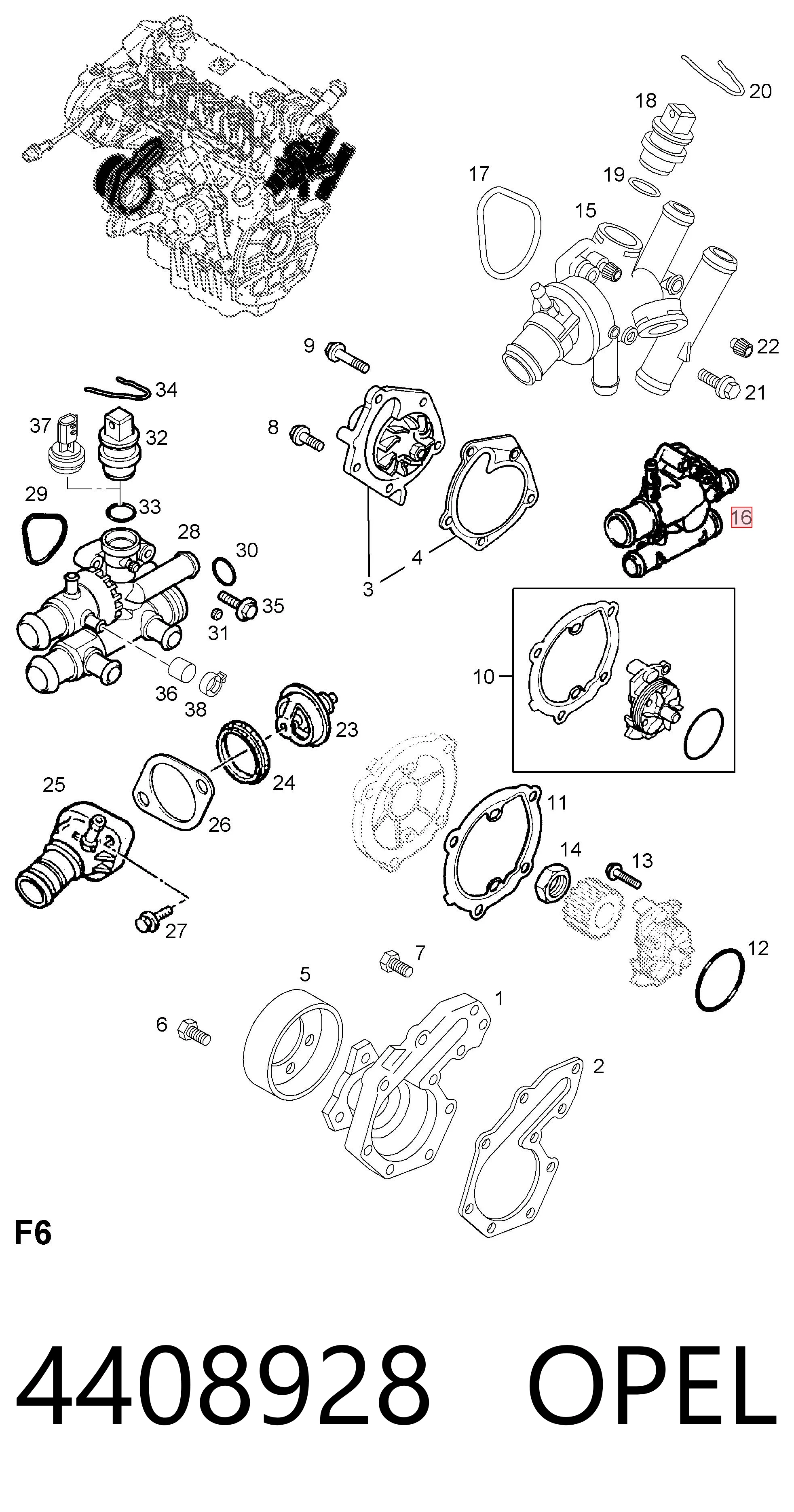 4408928 Opel Termostato de agua