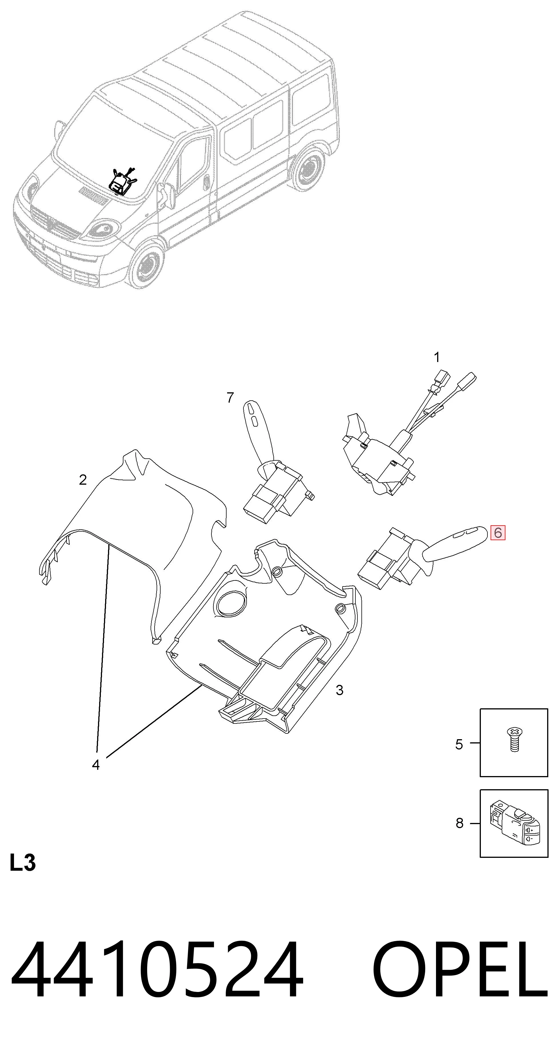 4410524 Opel Conmutador izquierdo de la columna de dirección