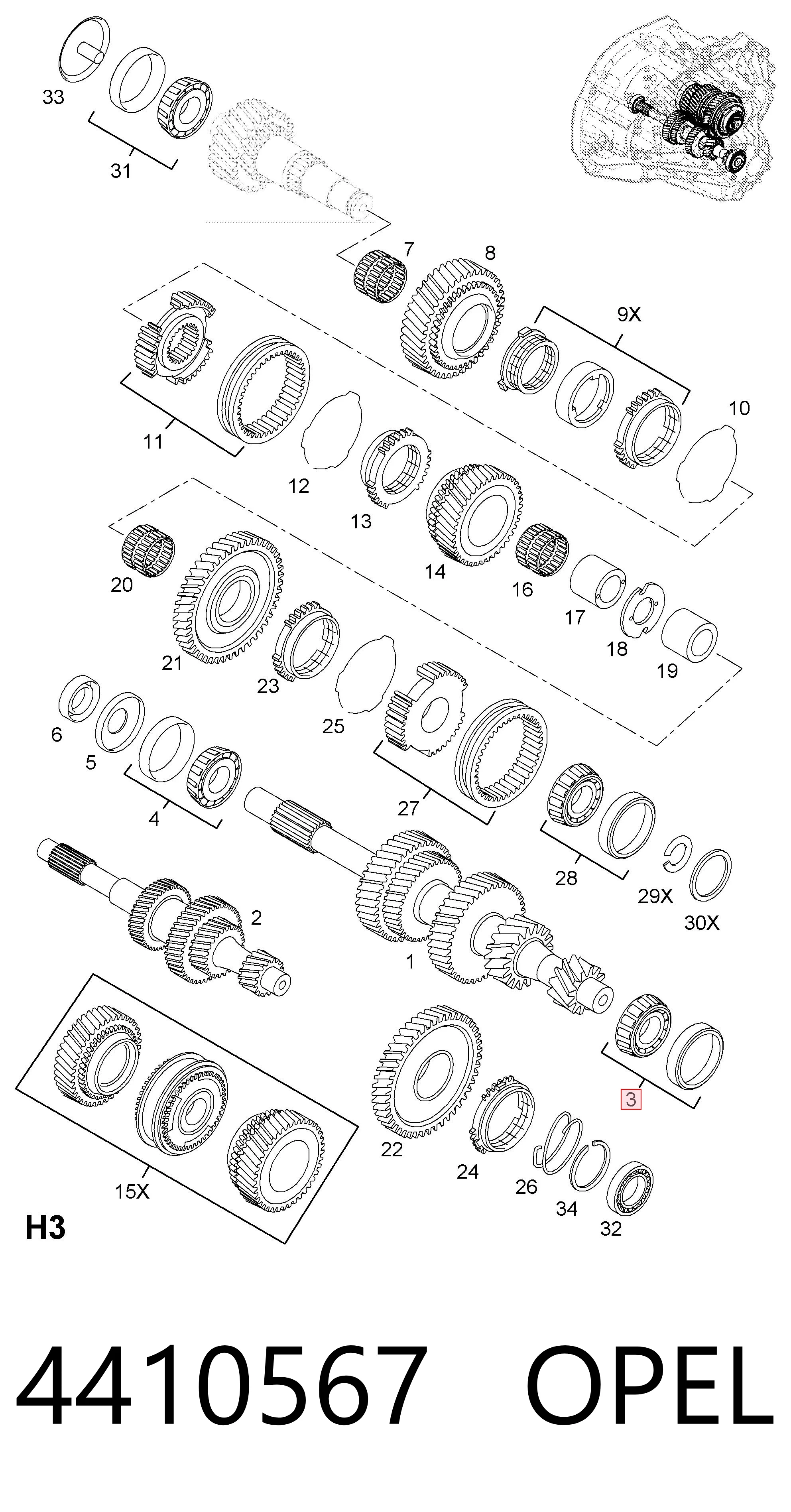Cojinete de la transmisión para Renault Trafic II FL