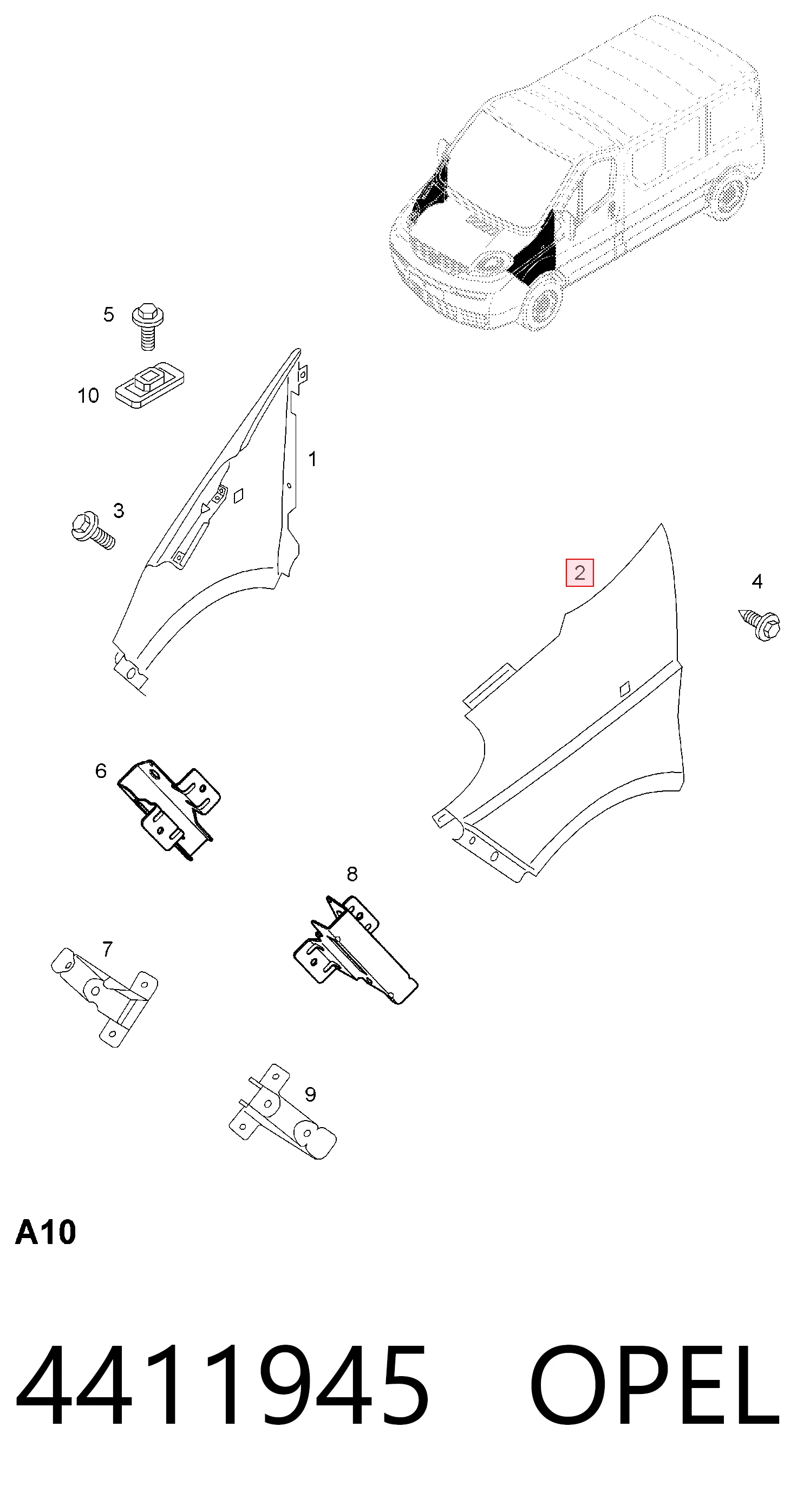 Aleta delantera izquierda para Renault Trafic II FL