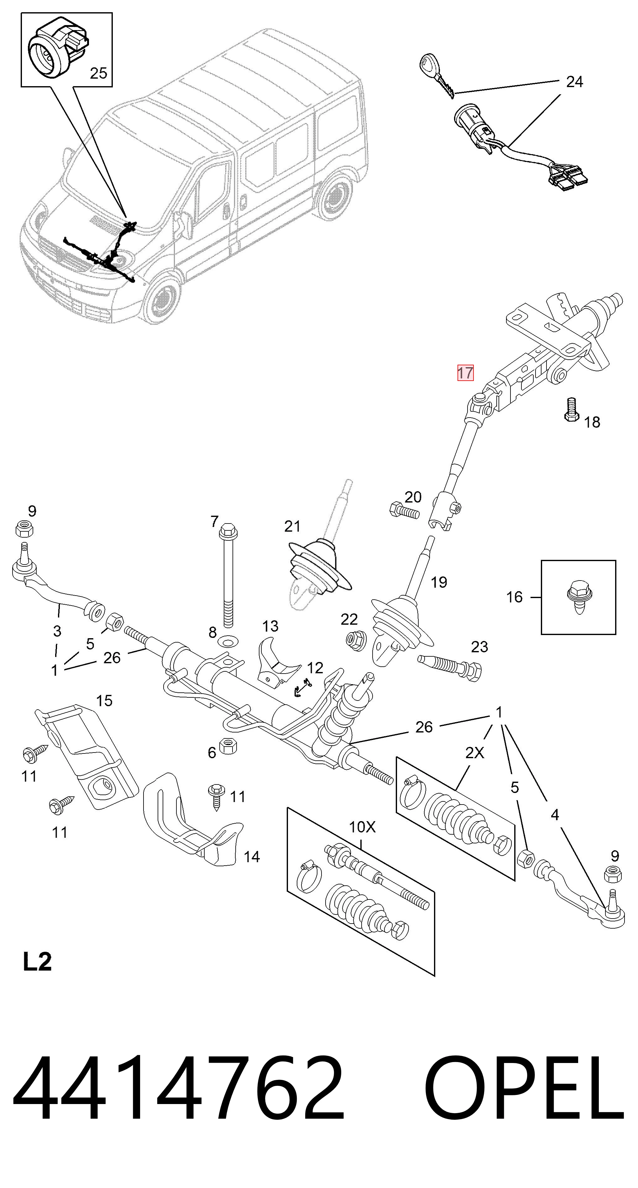 Columna dirección para Opel Vivaro F7