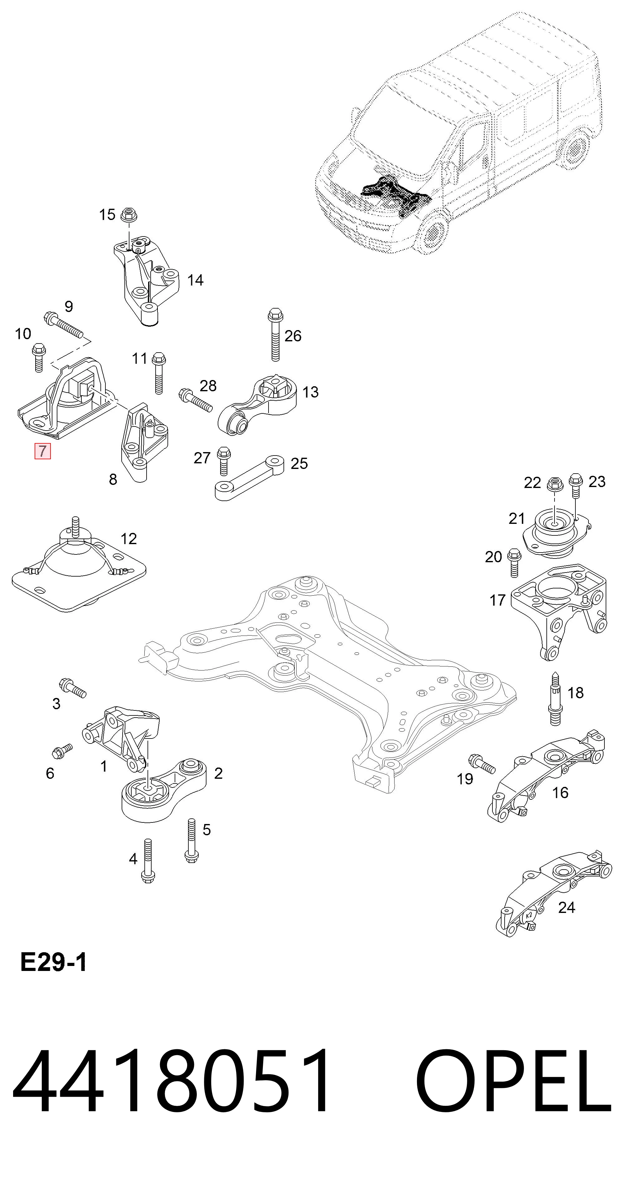 Soporte de motor derecho 4418051 OPEL