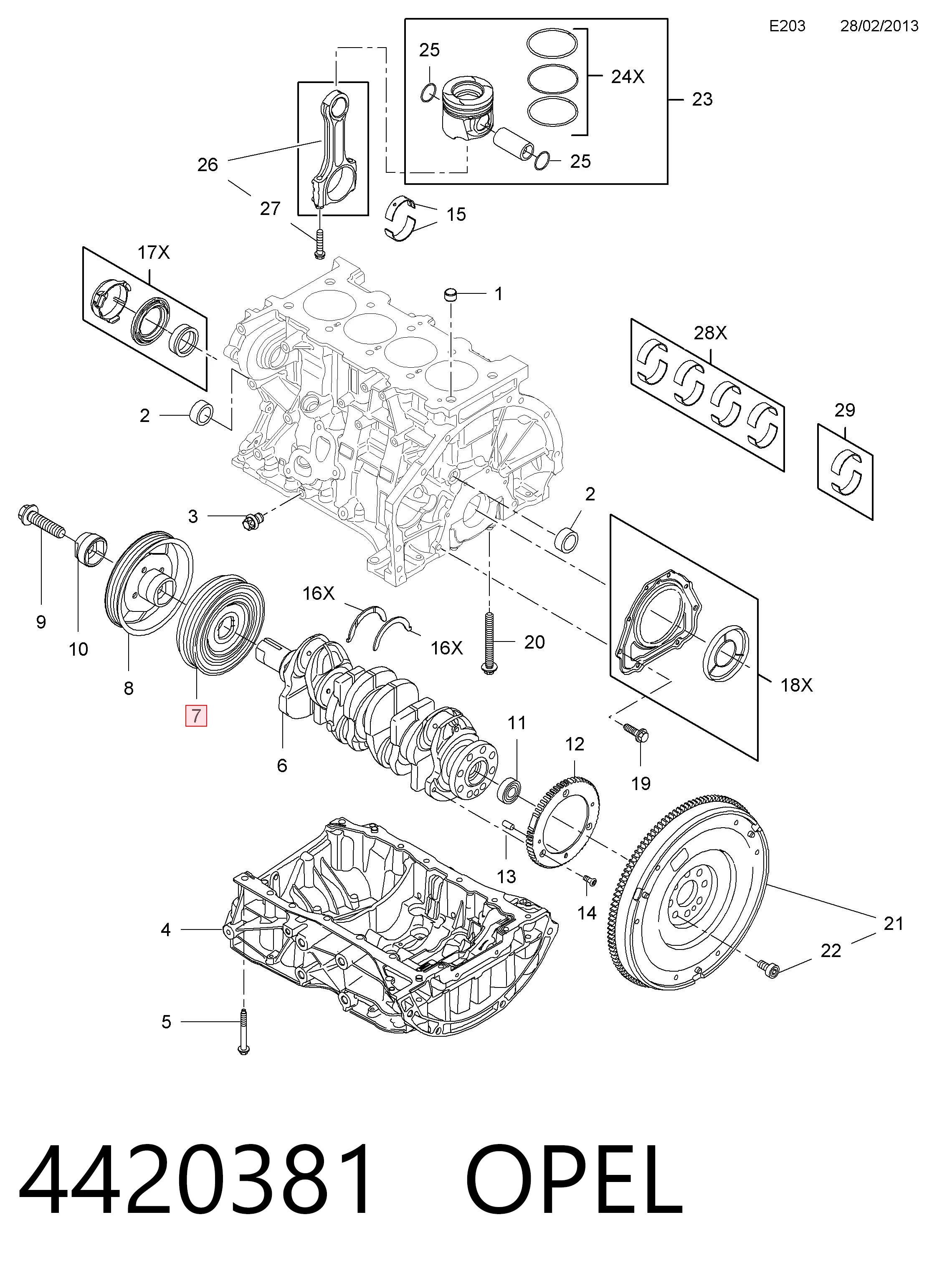 Polea del cigüeñal 4420381 OPEL