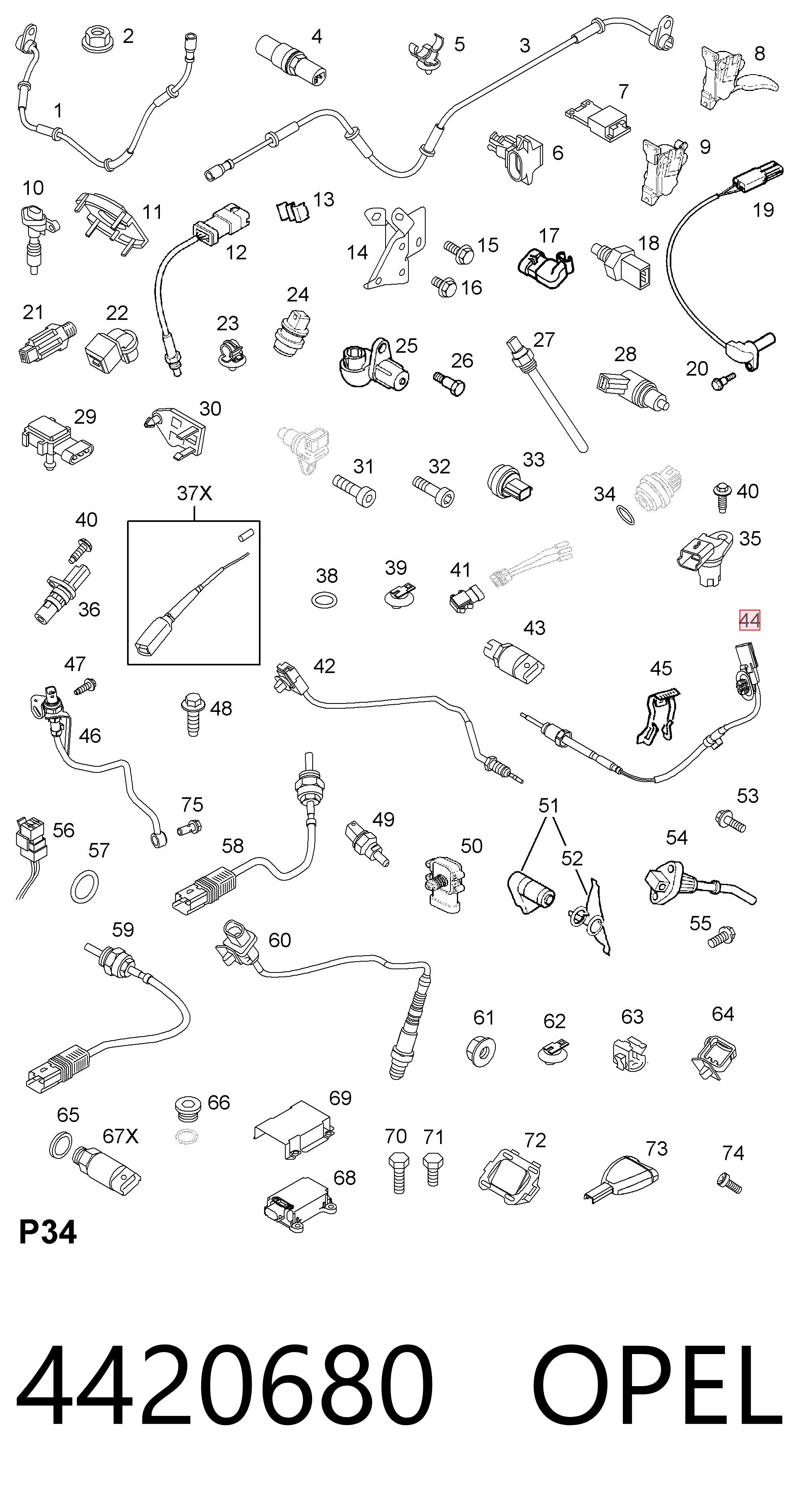 93168377 General Motors Sensor de temperatura de gases de escape antes de la turbina