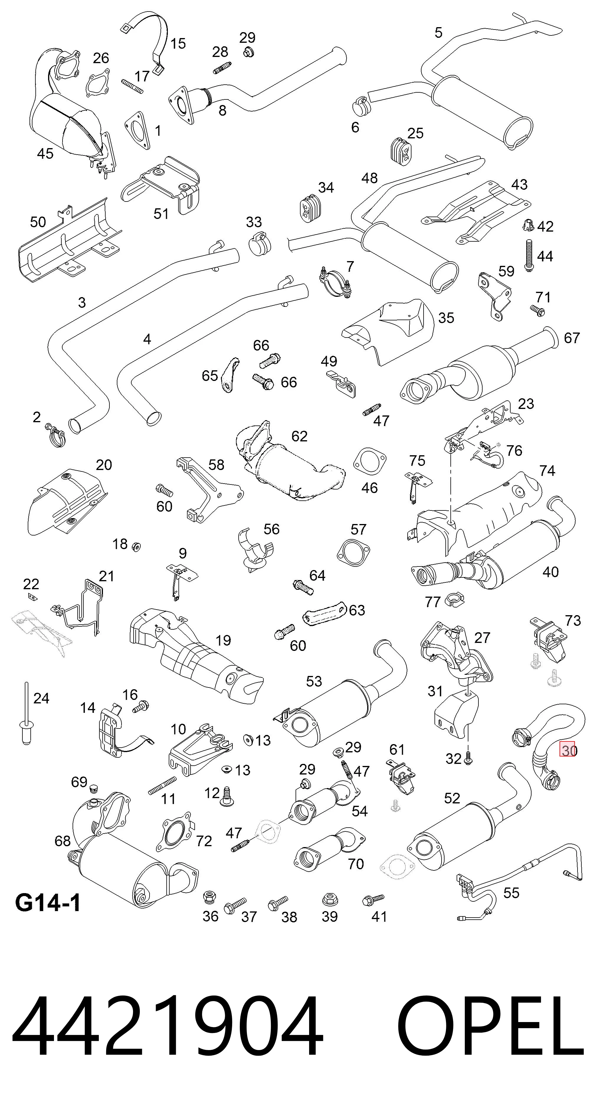 4421904 Opel Tubo de salida de aire del turbocompresor