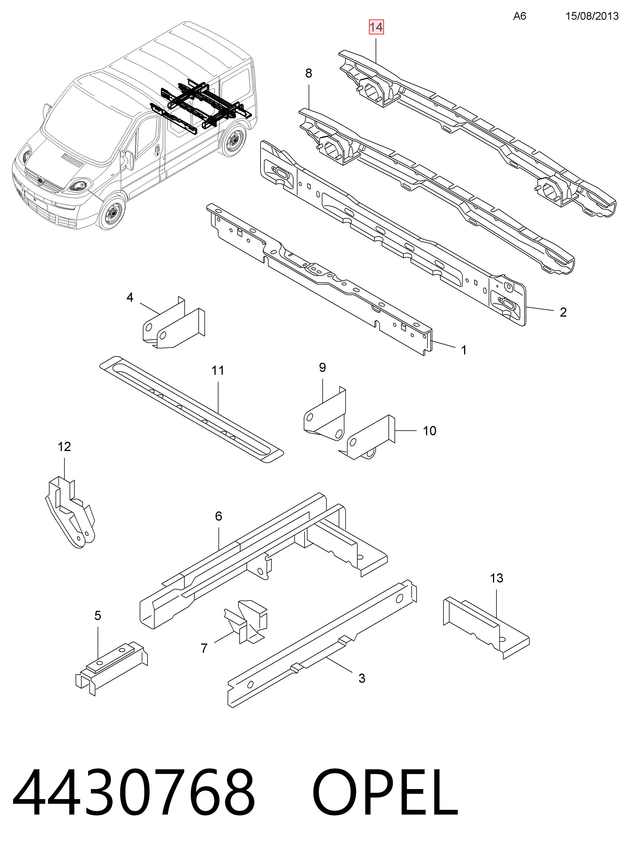 Refuerzo parachoque trasero para Renault Trafic III (EG)