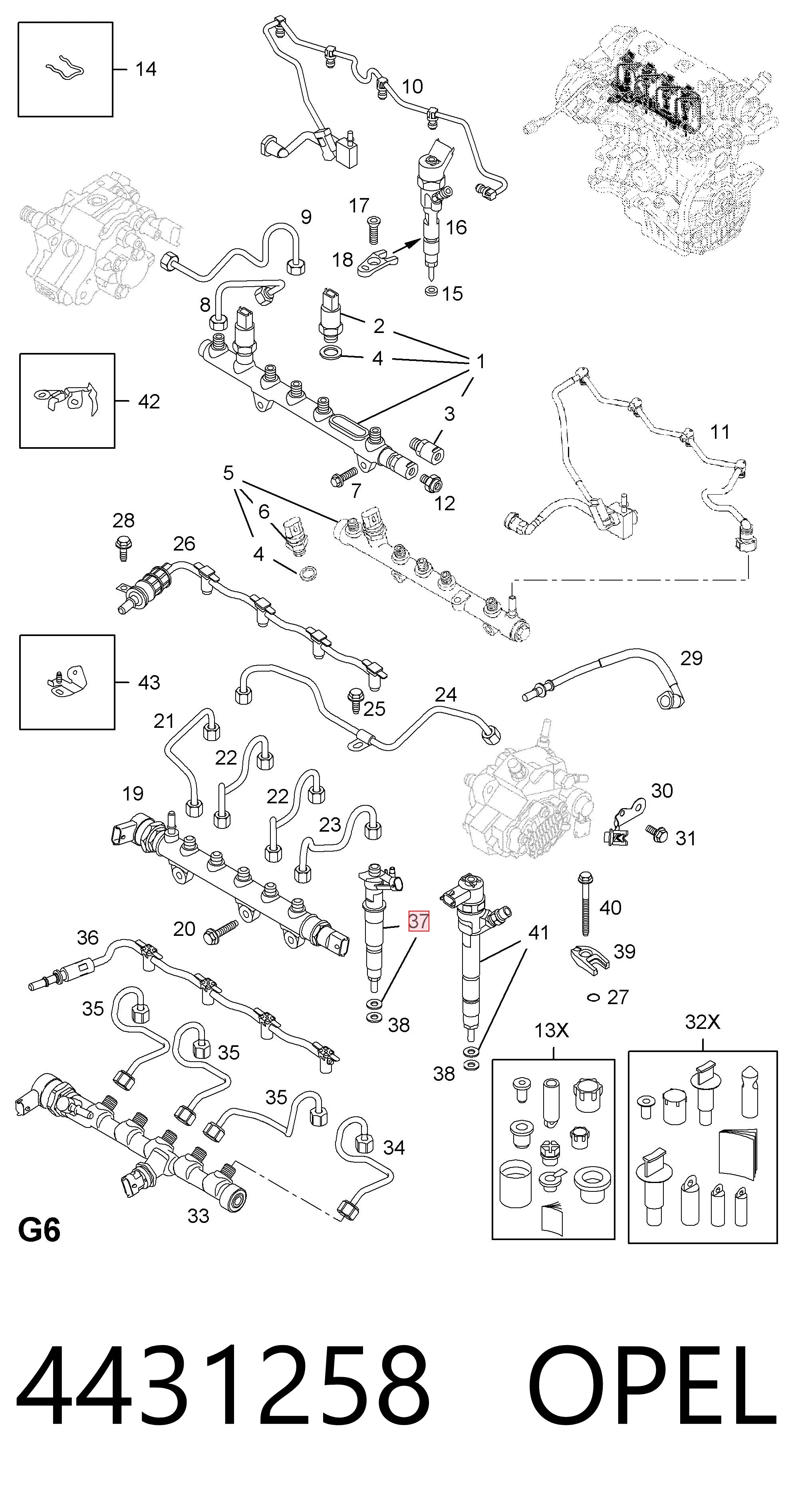 4431258 Opel Inyector de combustible