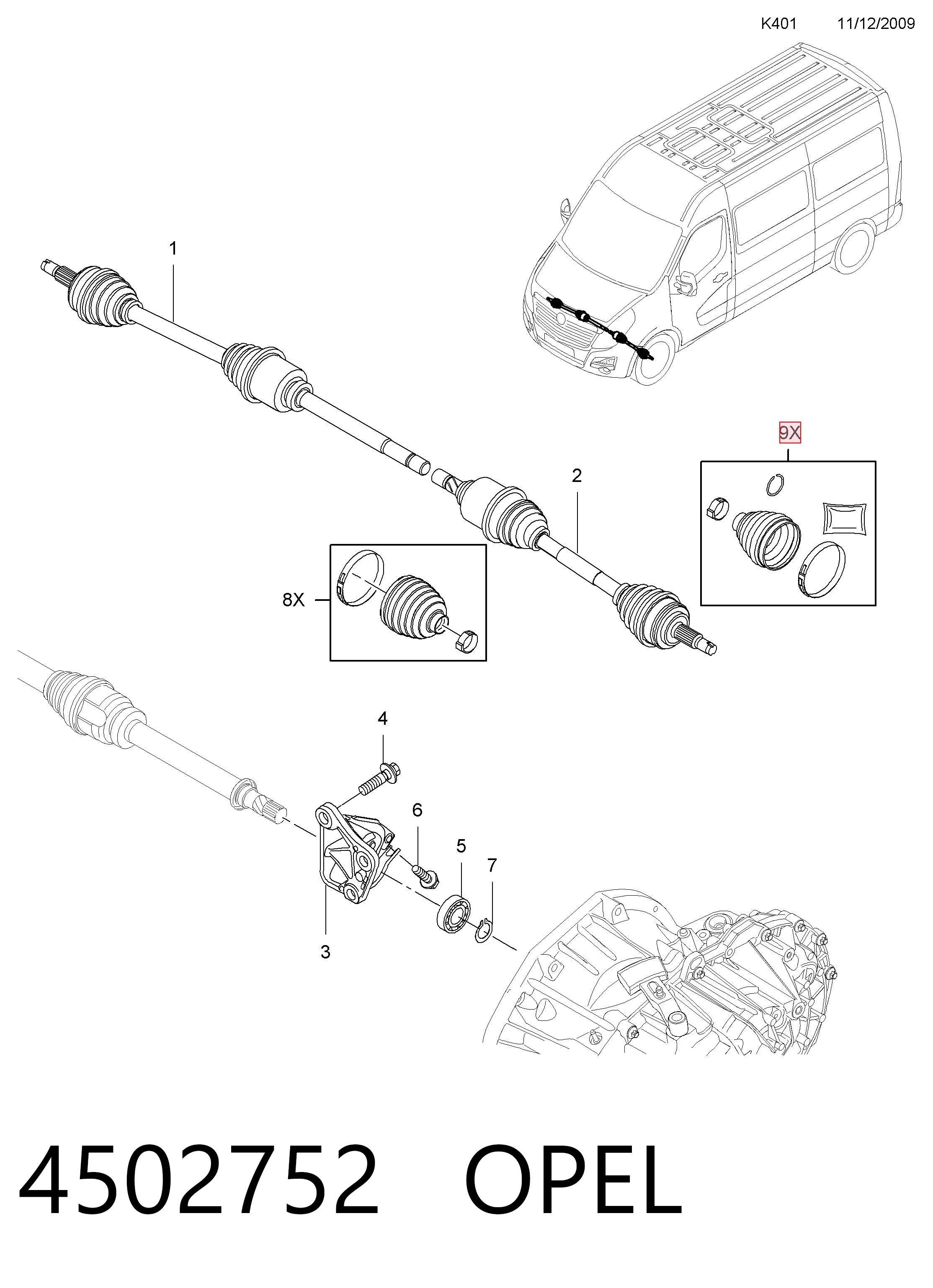 95519452 General Motors Fuelle transmisión delantero exterior