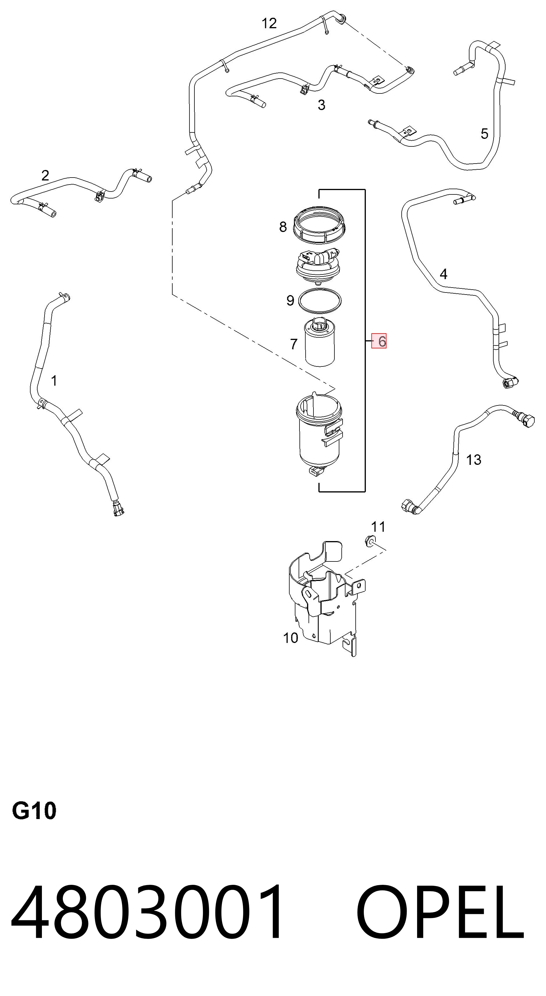Caja del filtro de combustible 96629454 Peugeot/Citroen