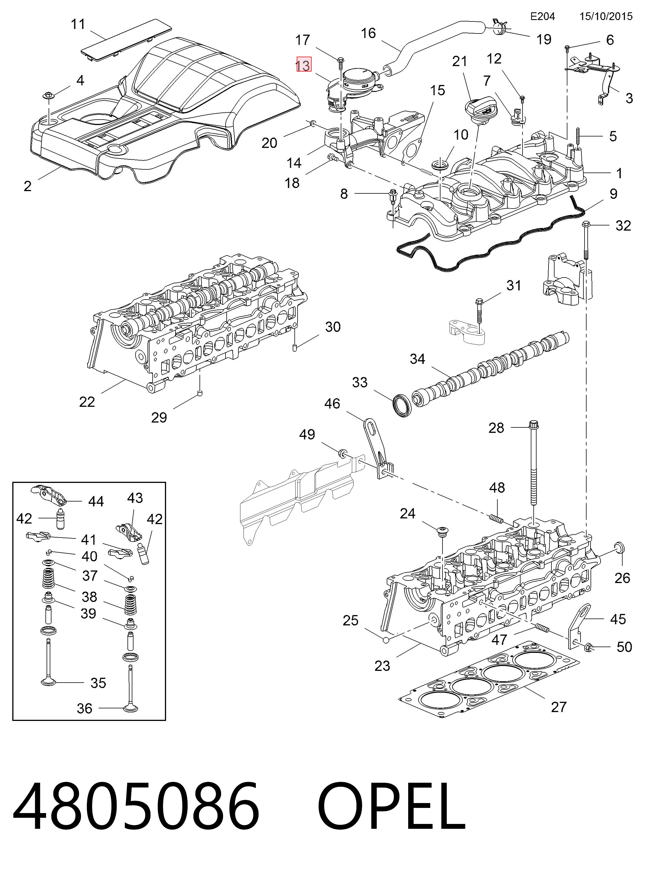 4805086 Opel Válvula de ventilación del cárter