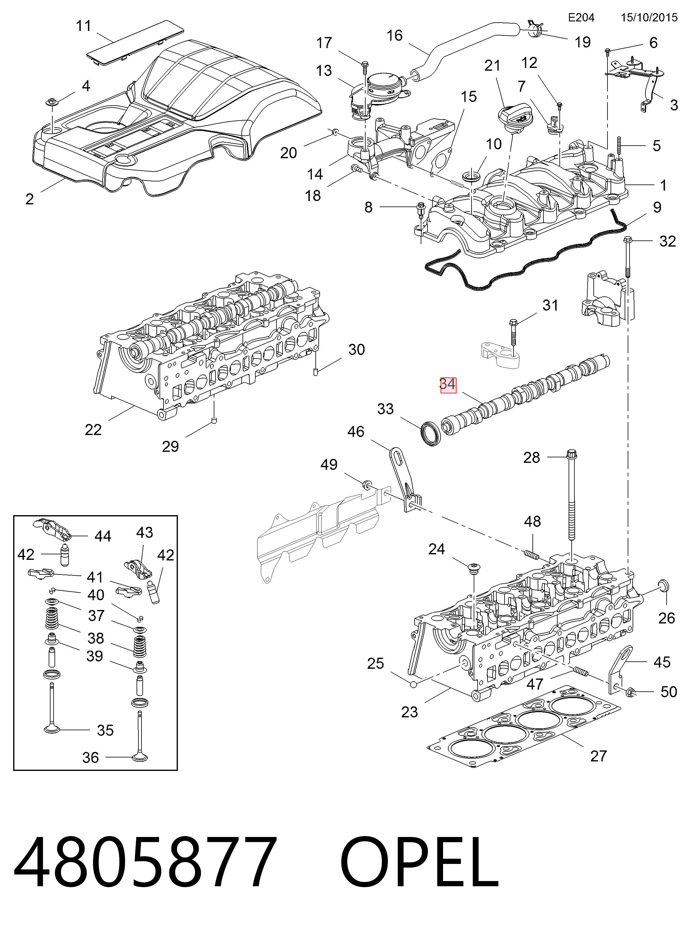 4805877 Opel Kit árbol de levas