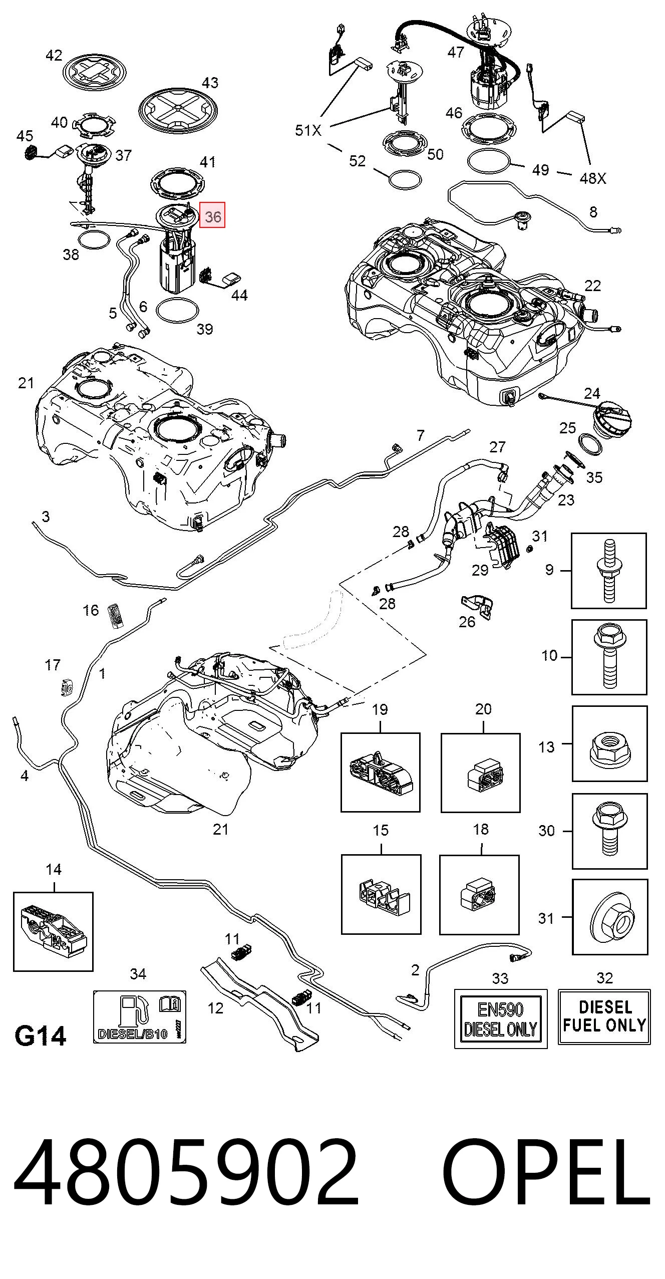 4805902 Opel Módulo de alimentación de combustible