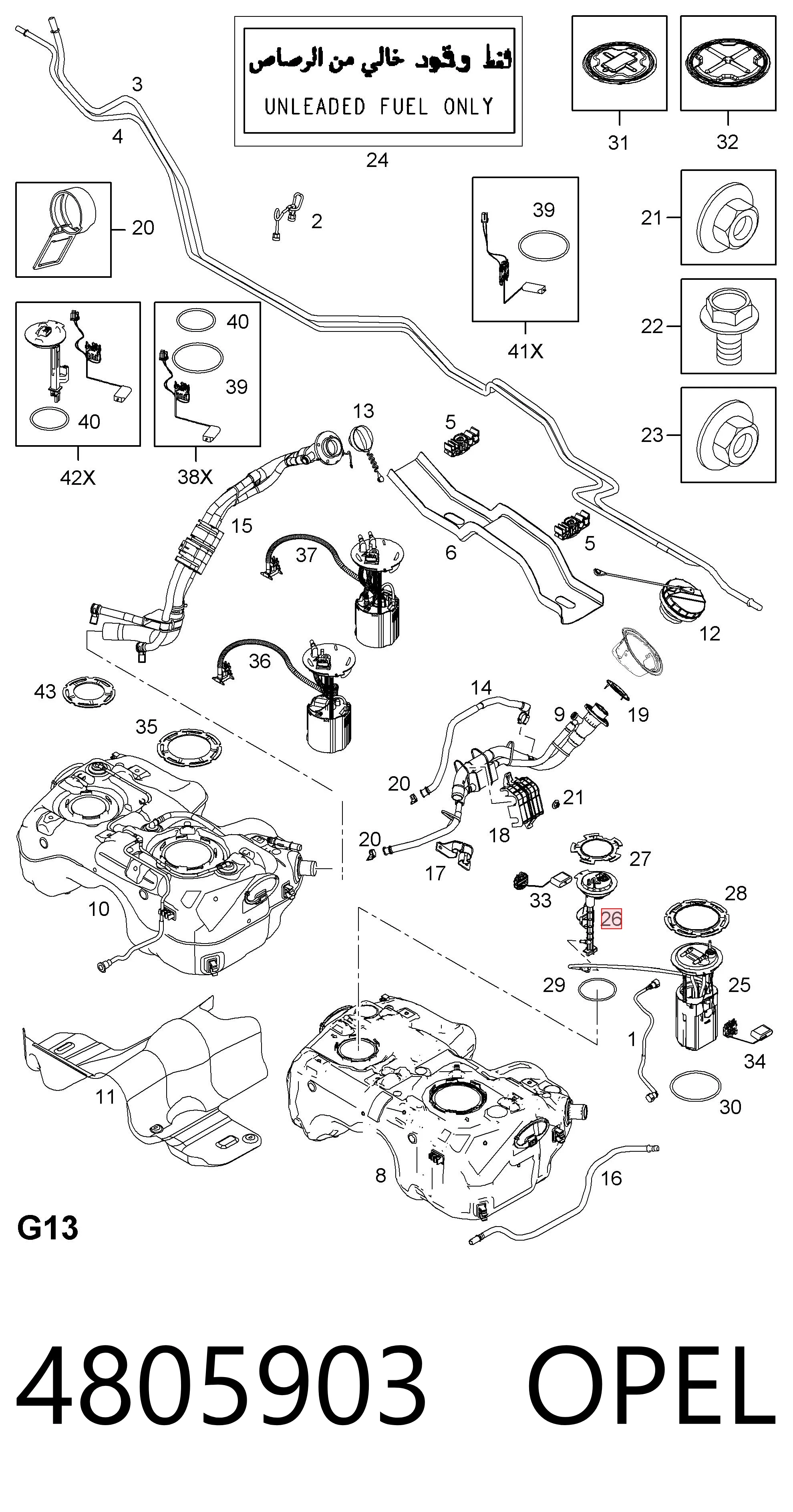 4805903 Opel Módulo de alimentación de combustible