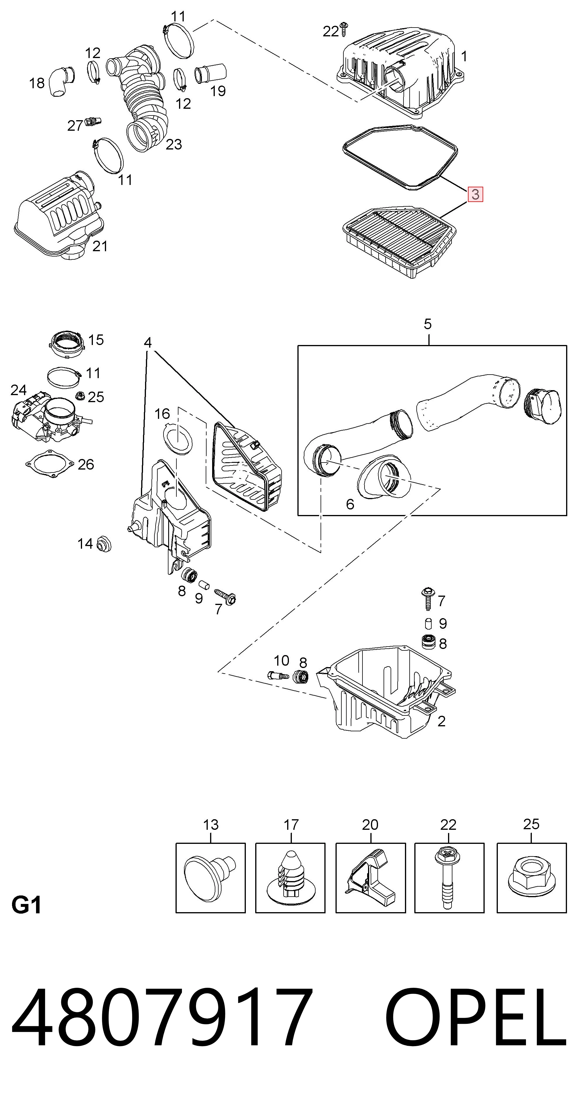 4807917 Opel Filtro de aire de motor