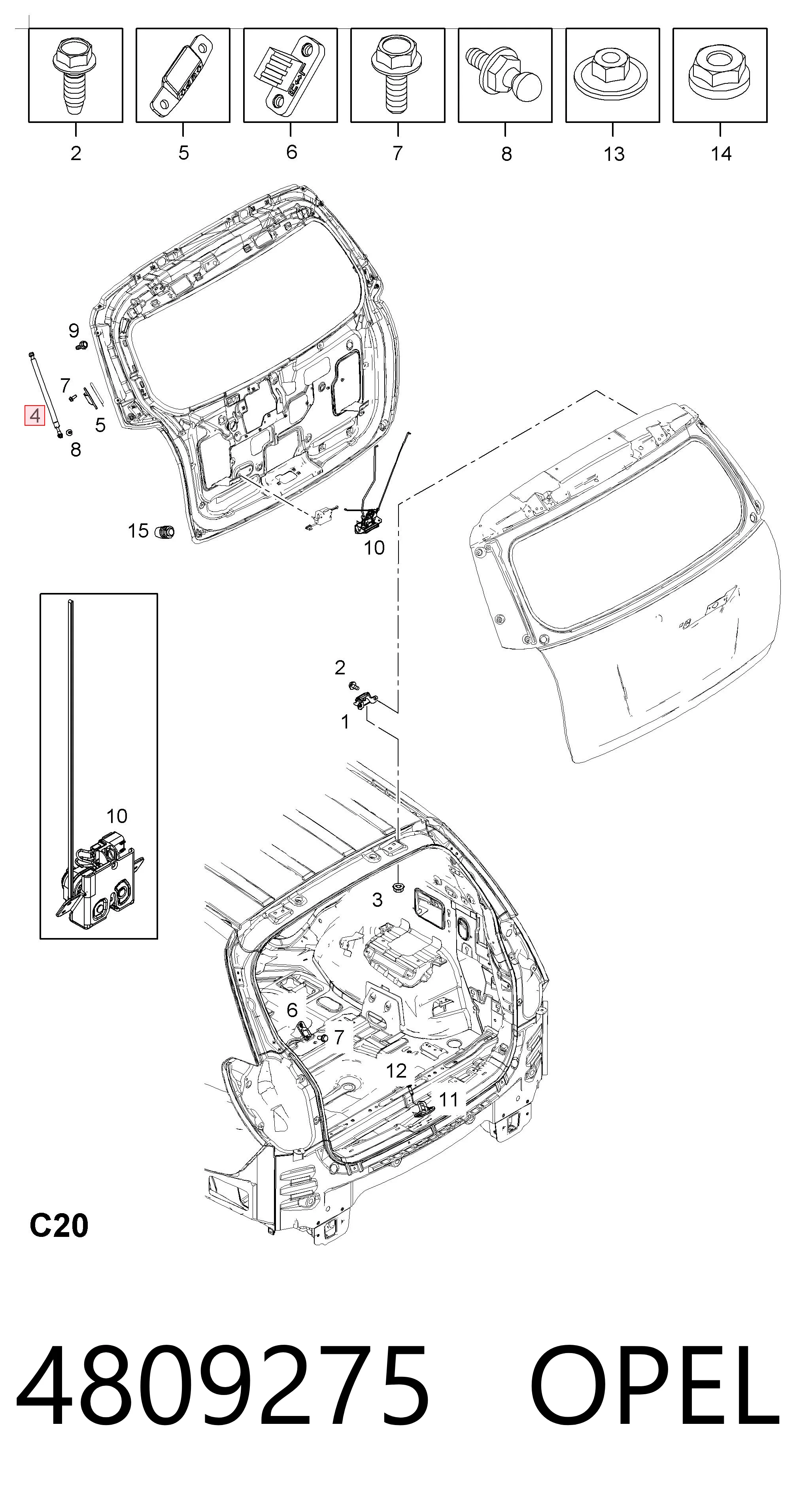4809275 Opel Amortiguador de porton