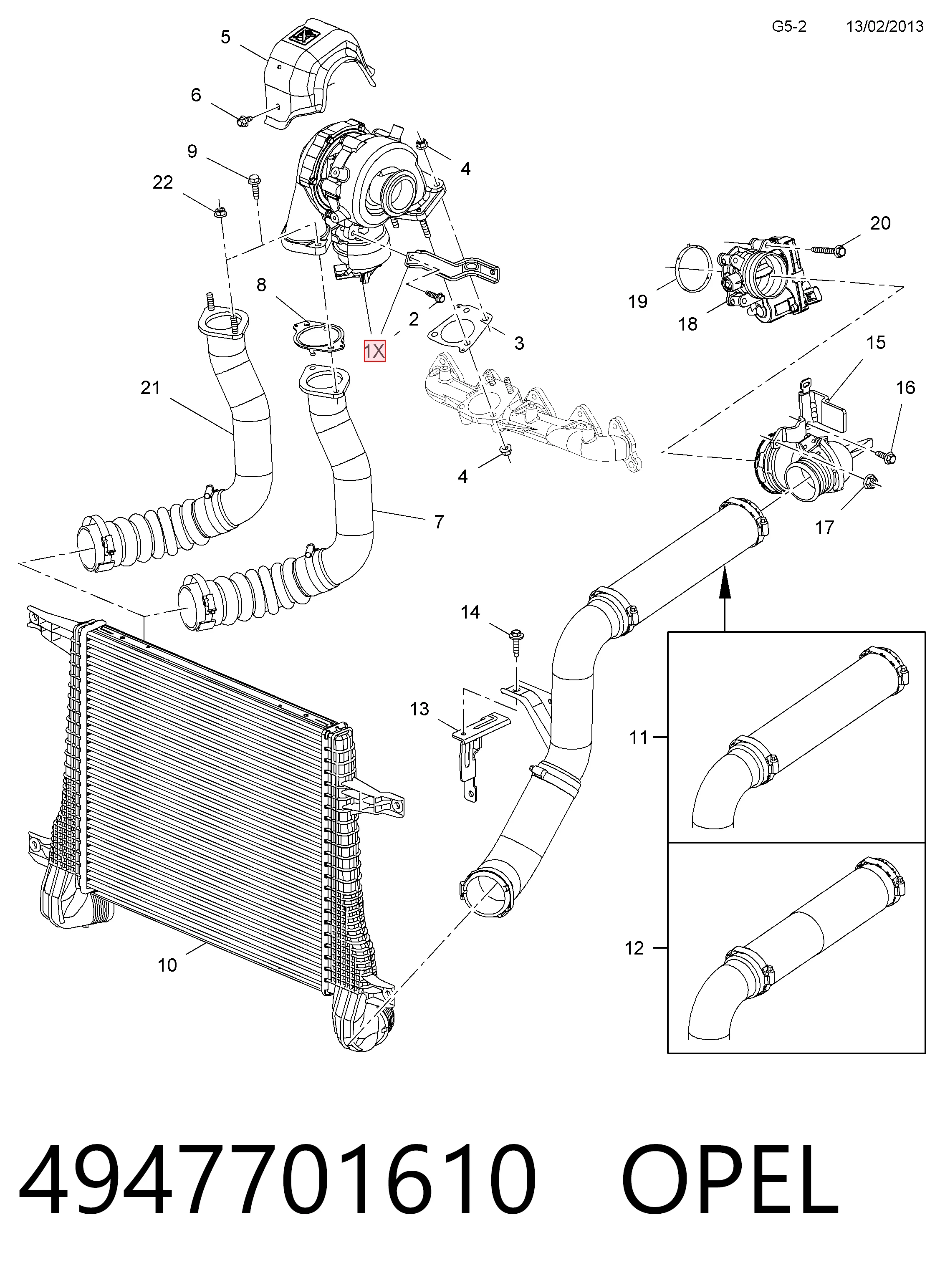 4947701610 Opel Turbo para motor