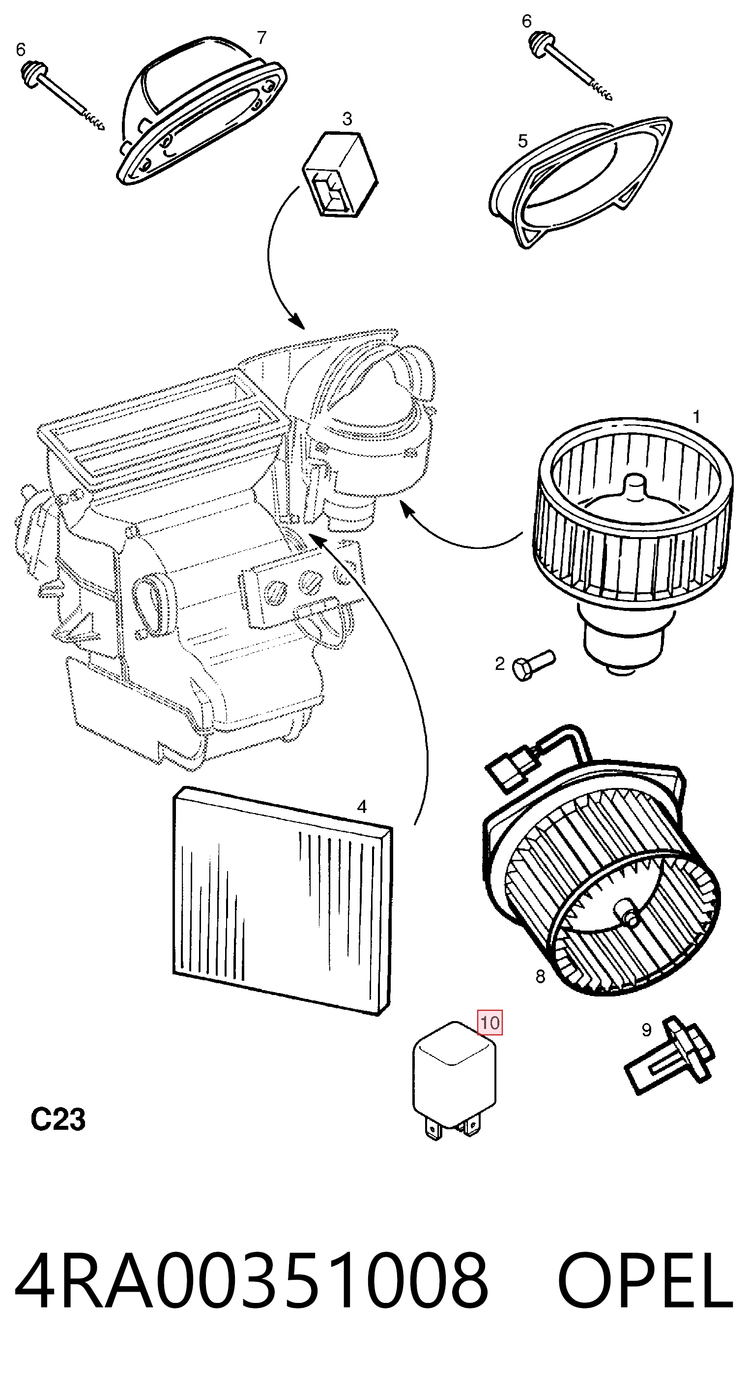 Relé del aire acondicionado 4RA00351008 OPEL