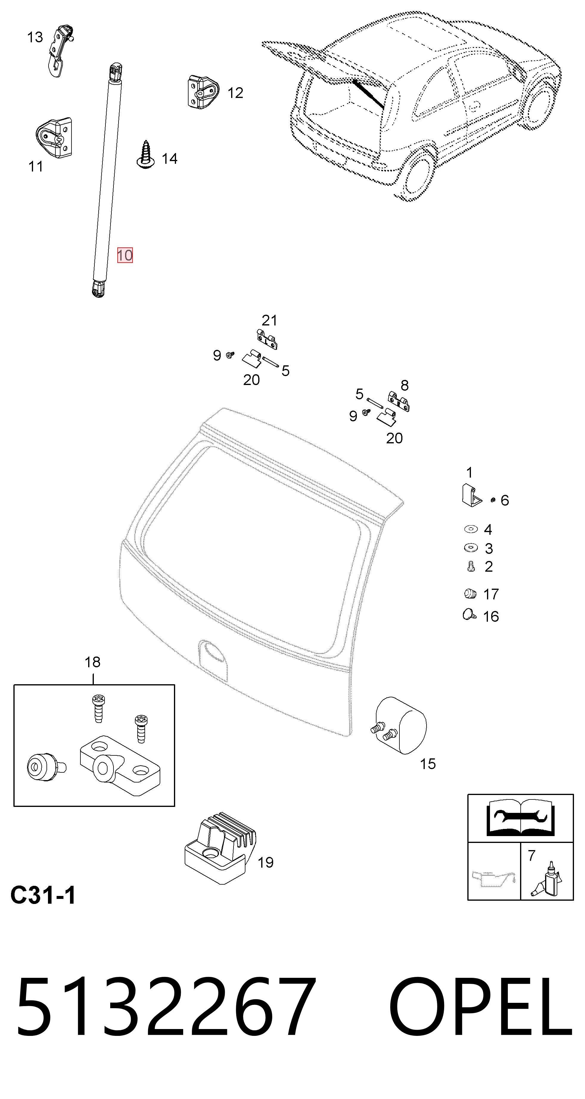 Comprar Amortiguador de la tapa del maletero Opel Combo   a bajo precio