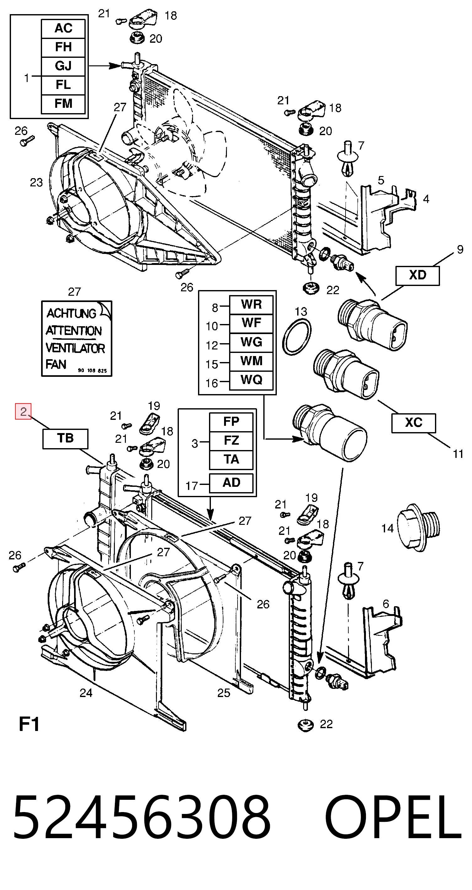 Radiador 90443392 General Motors